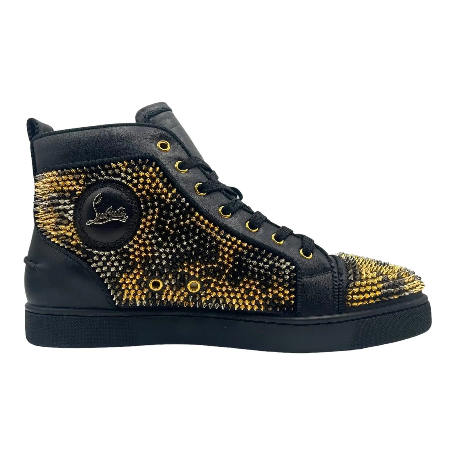 Christian Louboutin Louis Spikes High Leopard Black