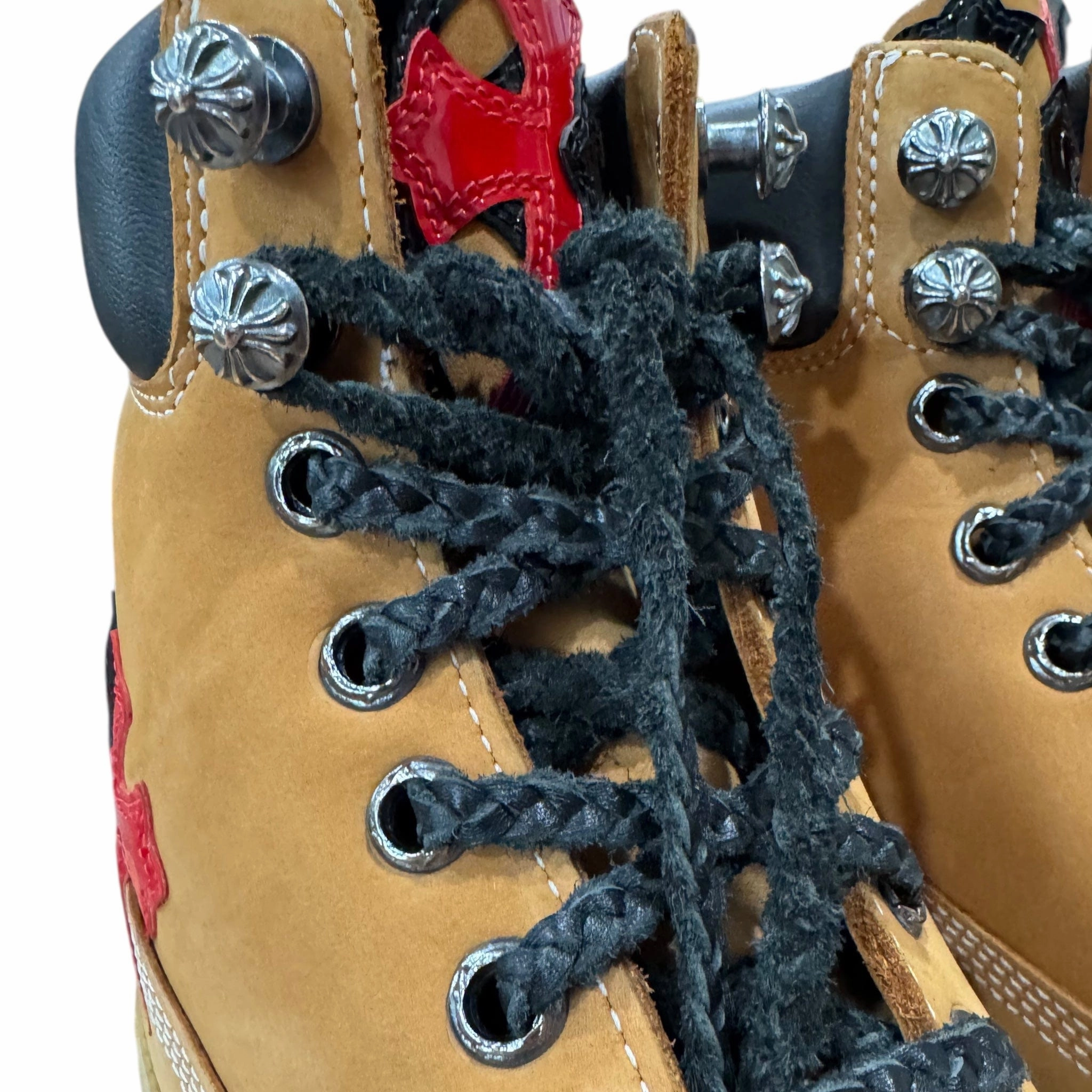 Chrome Hearts x Timberland 6 Dagger Ankle Boot Wheat Black Red (12 Cross Patch Custom) Pre-Owned