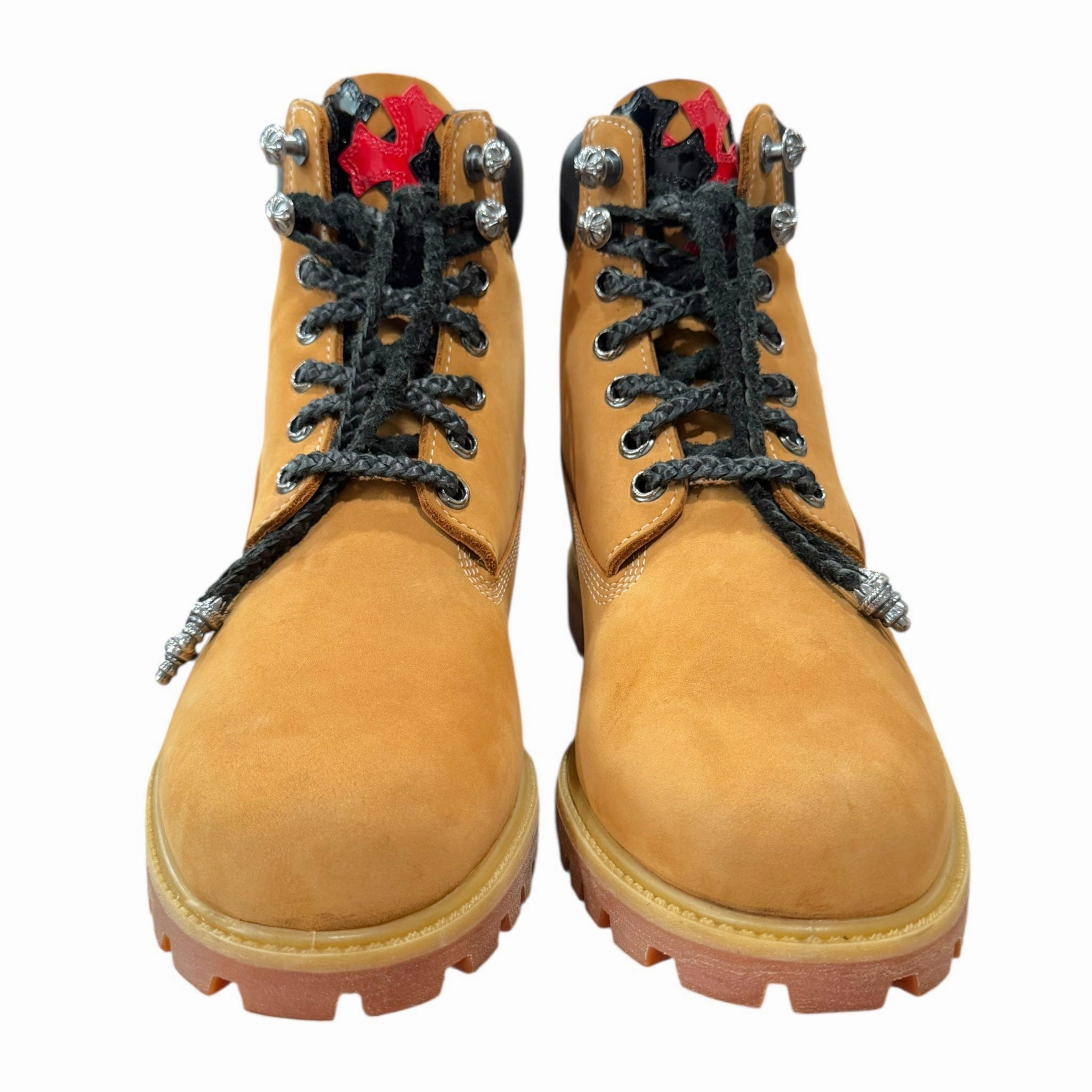 Chrome Hearts x Timberland 6 Dagger Ankle Boot Wheat Black Red (12 Cross Patch Custom) Pre-Owned