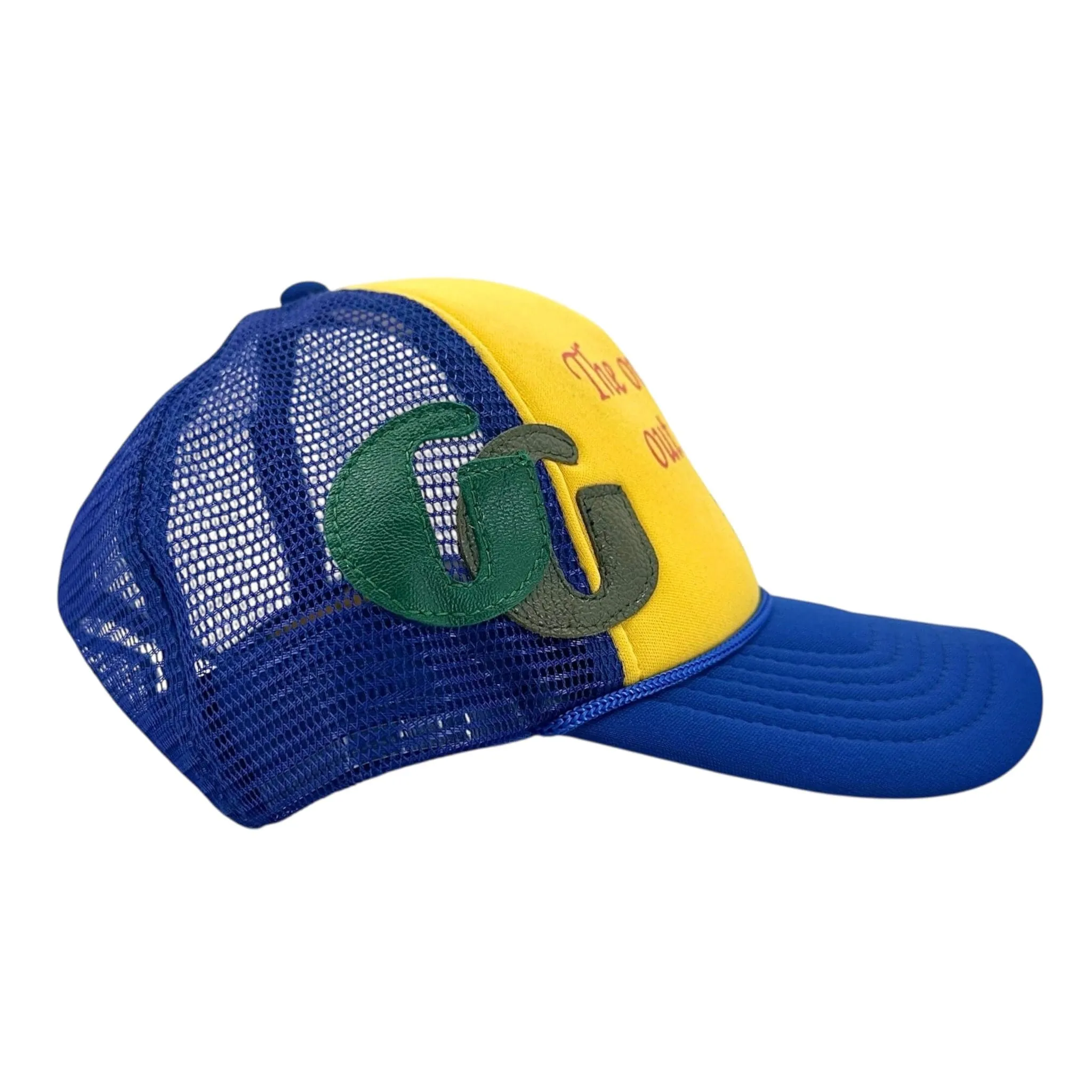 Gallery Department Only Way Out Trucker Hat Blue Yellow (2 G Patch Custom)