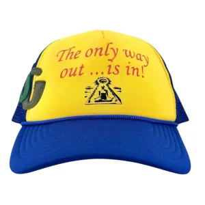 Gallery Department Only Way Out Trucker Hat Blue Yellow (2 G Patch Custom)