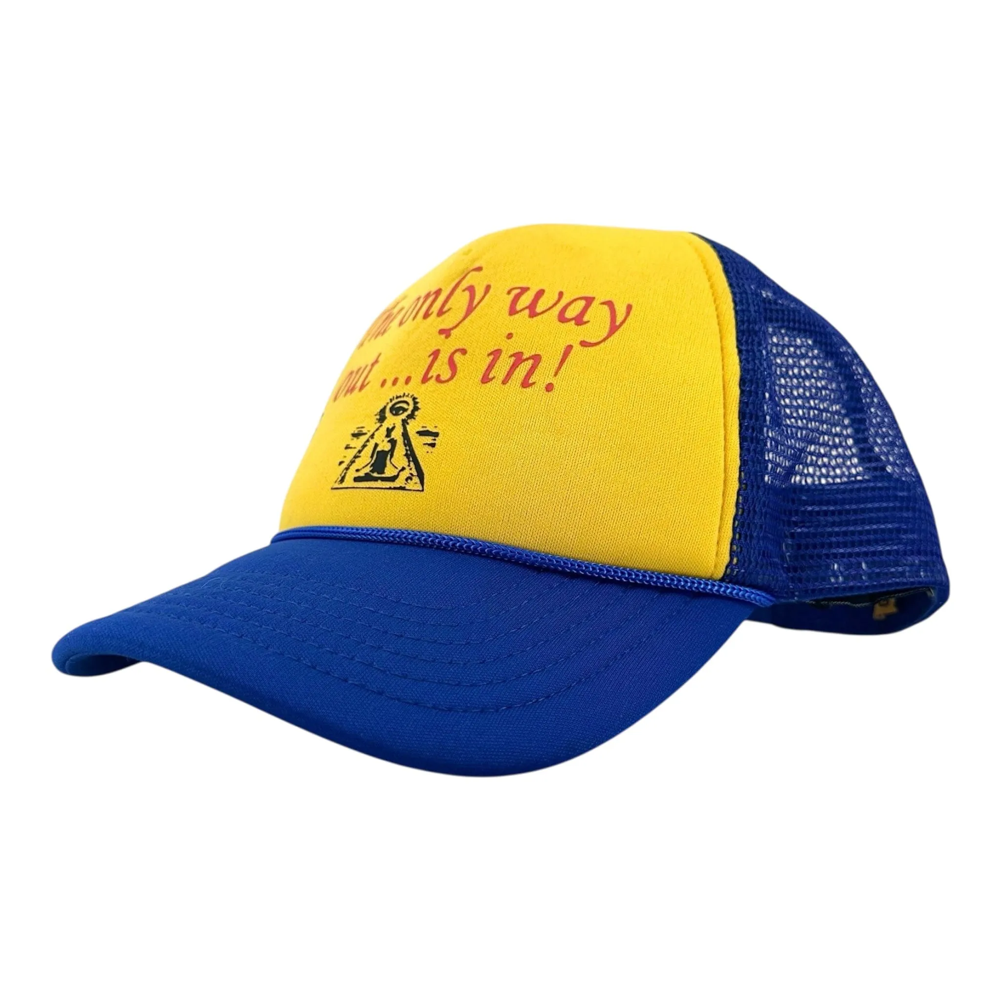 Gallery Department Only Way Out Trucker Hat Blue Yellow (2 G Patch Custom)