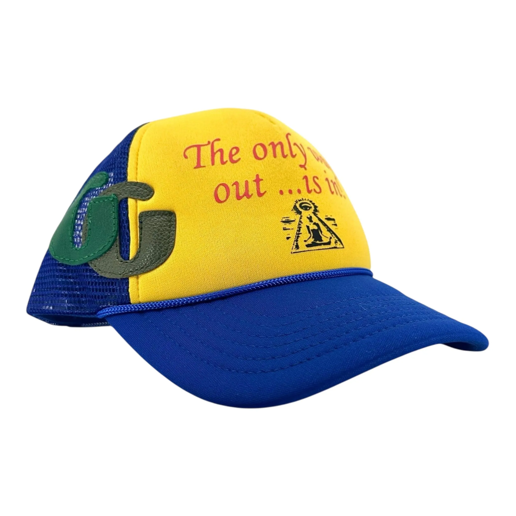 Gallery Department Only Way Out Trucker Hat Blue Yellow (2 G Patch Custom)
