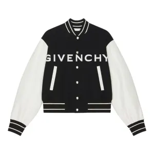 Givenchy Leather Wool Varsity Jacket Black White