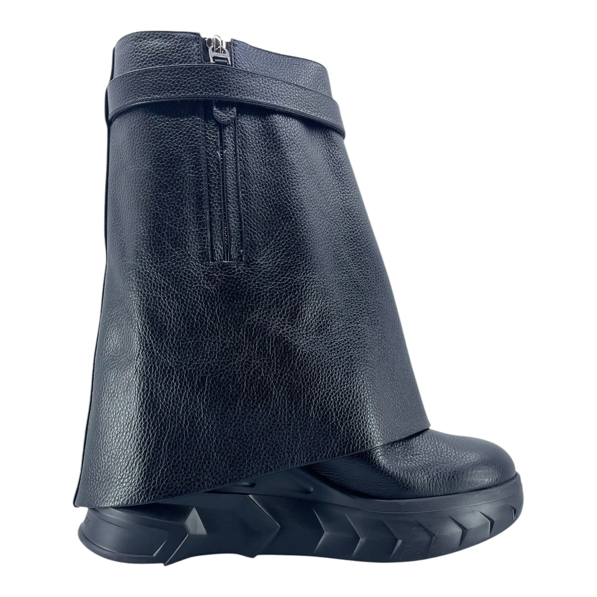 Givenchy Shark Lock Boots Leather Black Pre-Owned