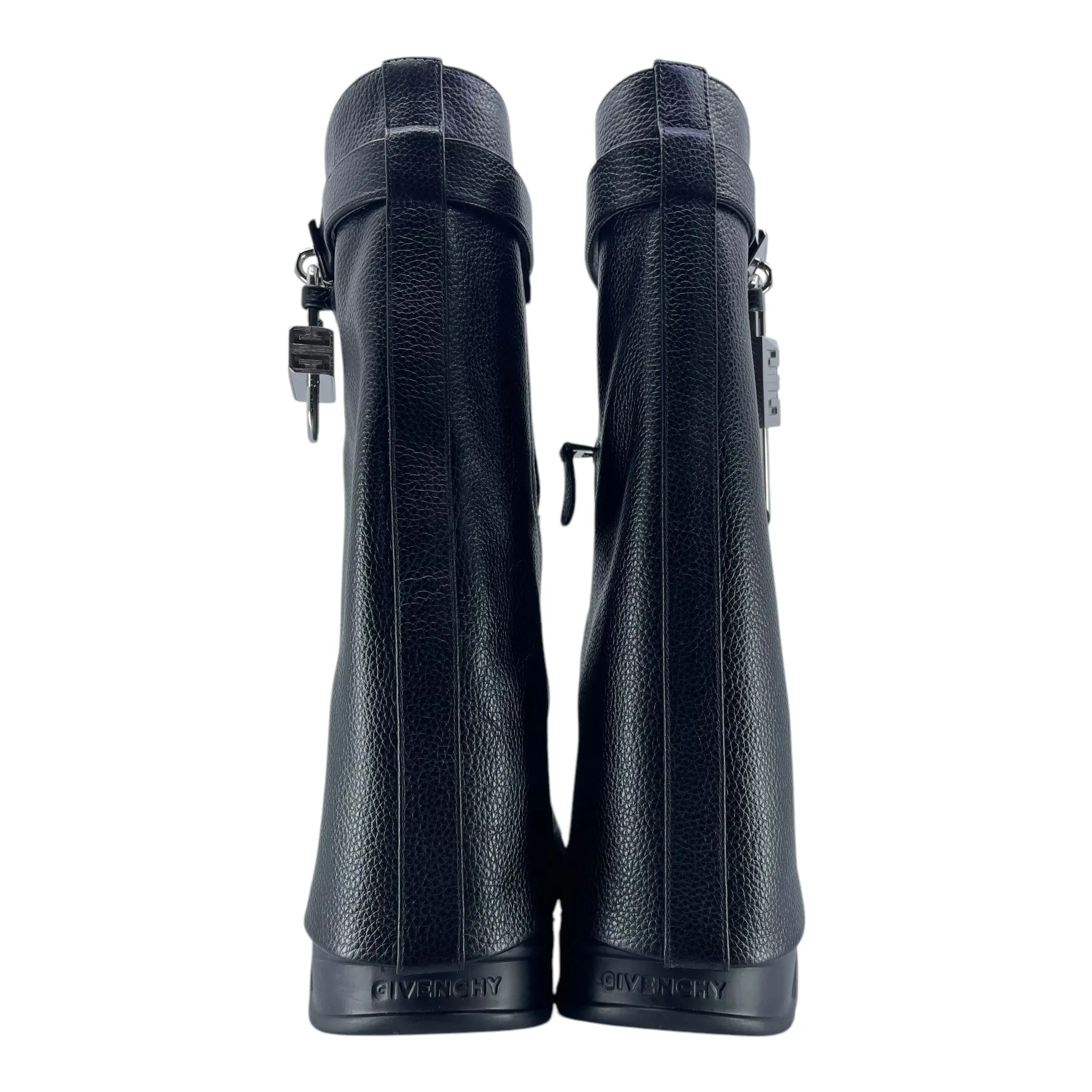 Givenchy Shark Lock Boots Leather Black Pre-Owned