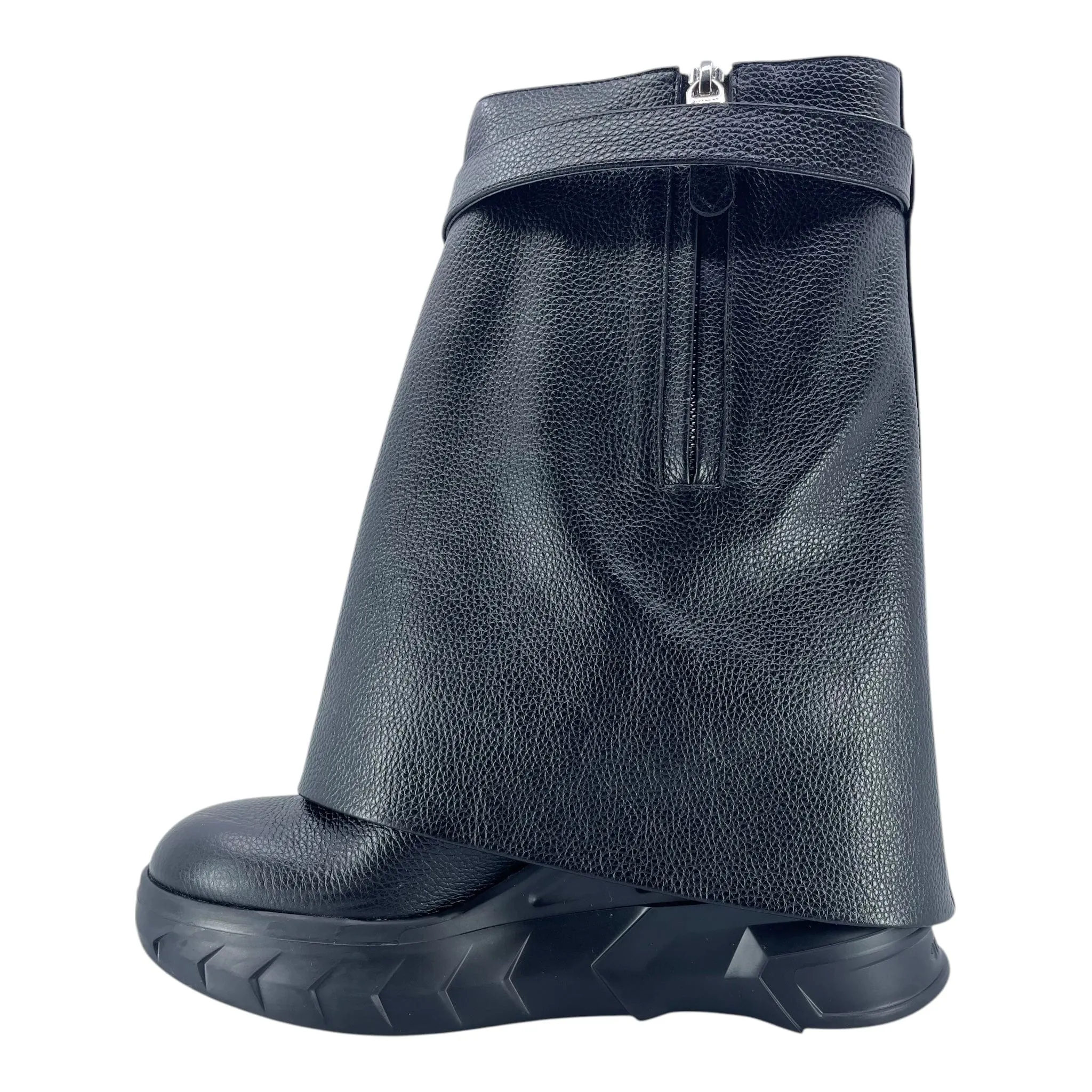 Givenchy Shark Lock Boots Leather Black Pre-Owned