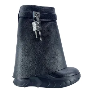 Givenchy Shark Lock Boots Leather Black Pre-Owned