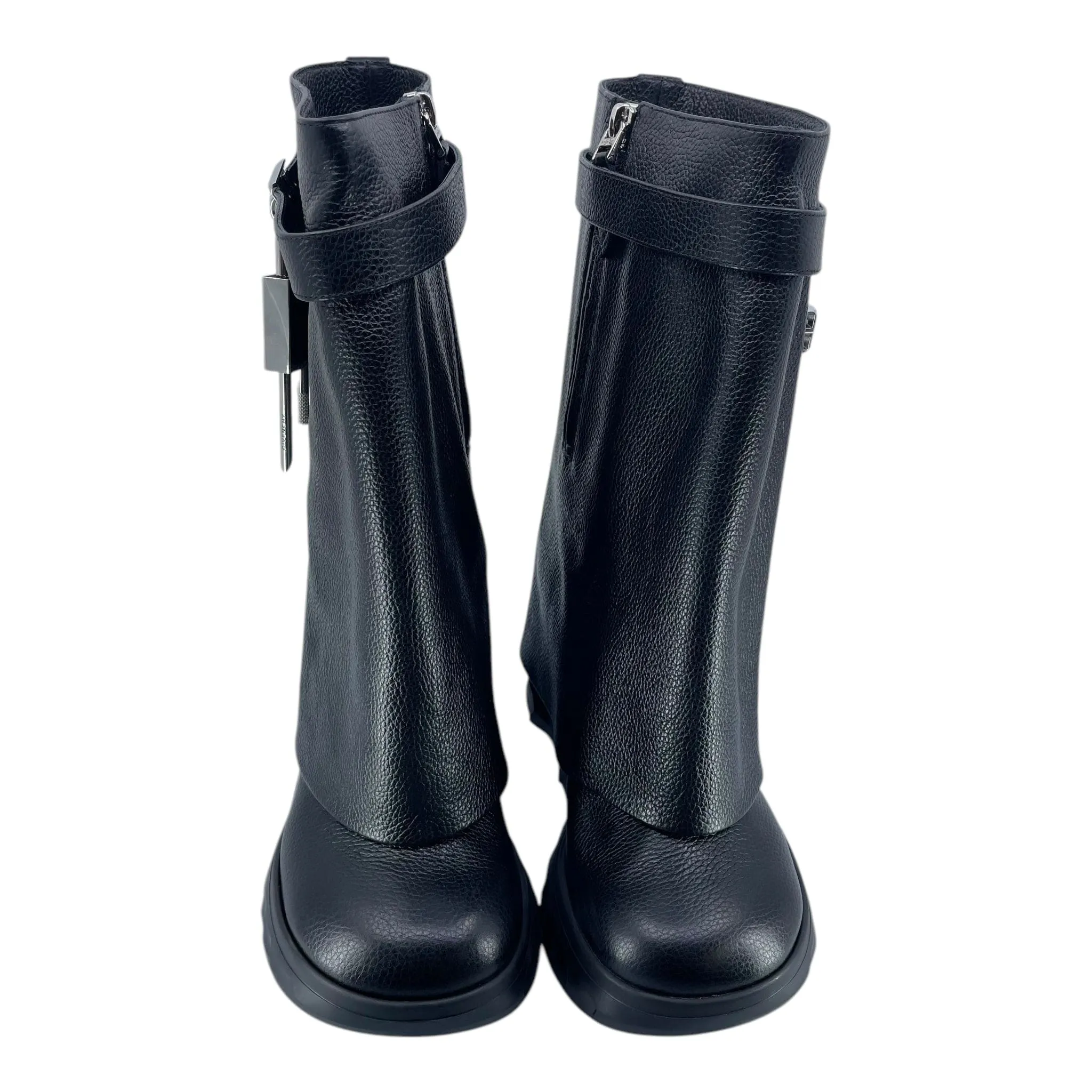 Givenchy Shark Lock Boots Leather Black Pre-Owned