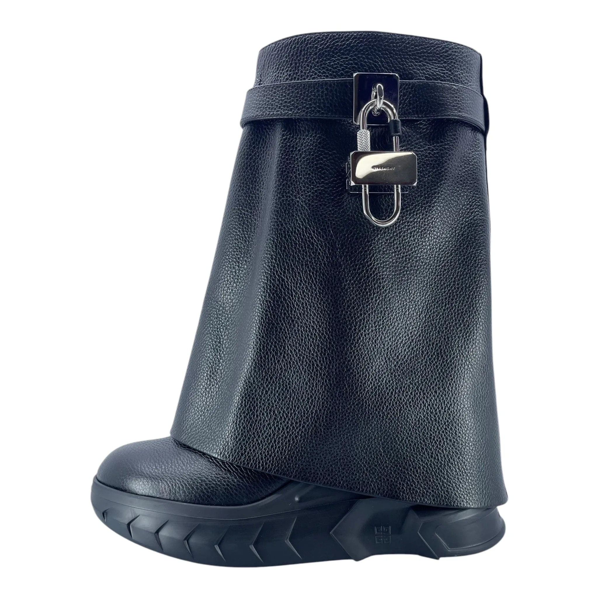 Givenchy Shark Lock Boots Leather Black Pre-Owned