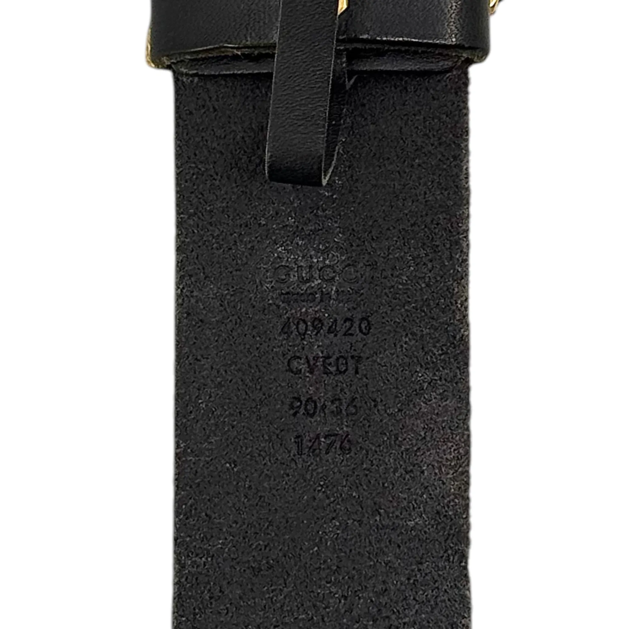 Gucci Feline Antique Gold Buckle Leather Belt Black Pre-Owned