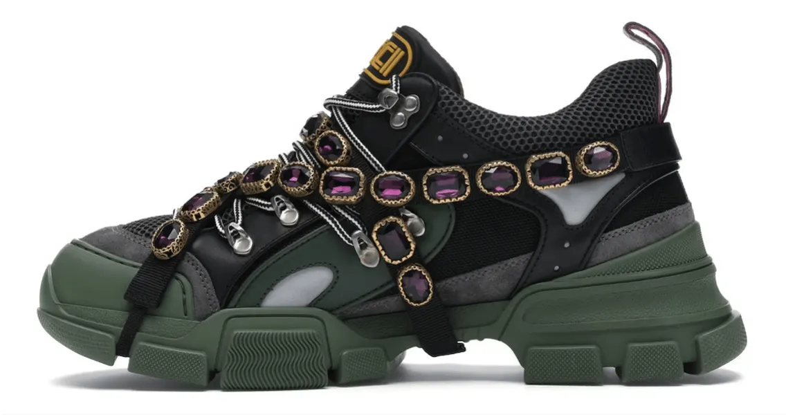 Gucci Flashtrek SEGA Green Removable Crystal