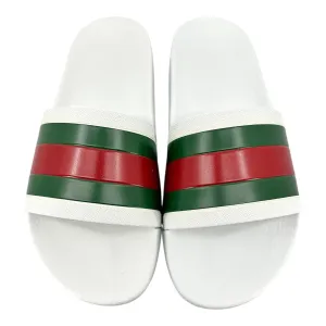 Gucci Pursuit Pool Slide Sandal White Red Green