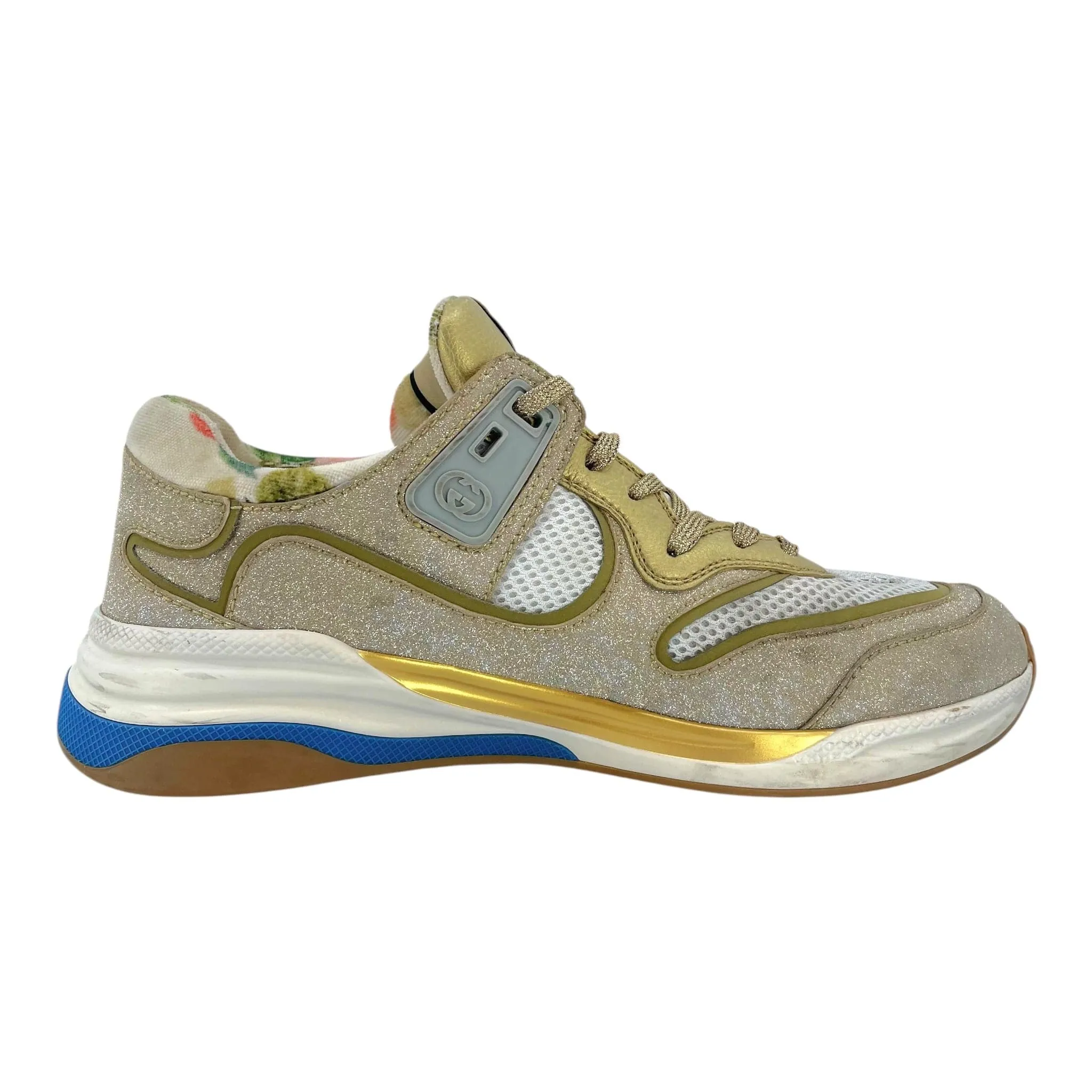 Gucci Ultrapace Glitter Printed Sneaker Beige Gold Pre-Owned
