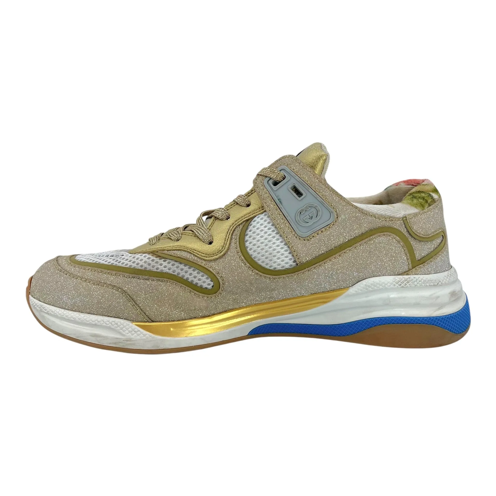 Gucci Ultrapace Glitter Printed Sneaker Beige Gold Pre-Owned