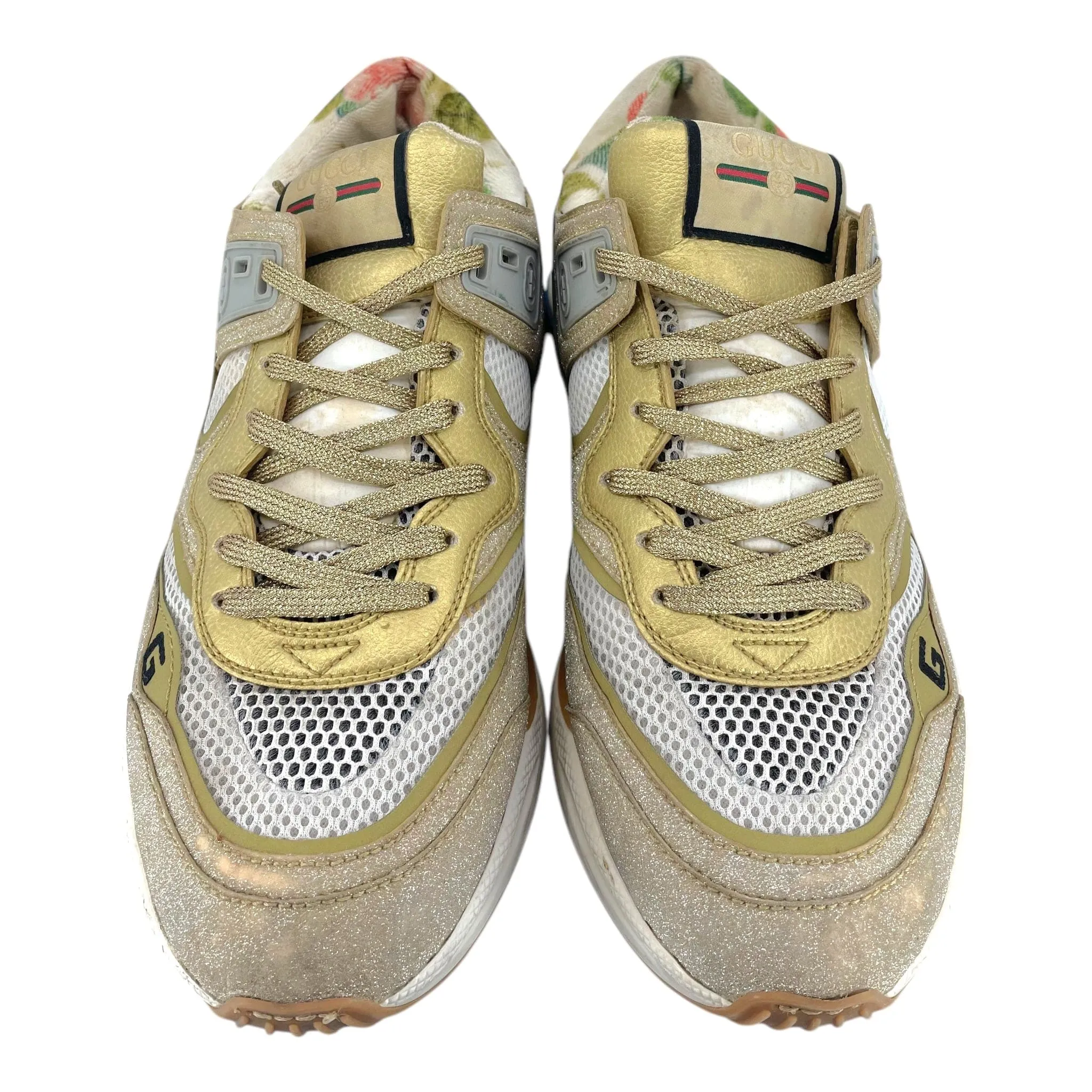 Gucci Ultrapace Glitter Printed Sneaker Beige Gold Pre-Owned