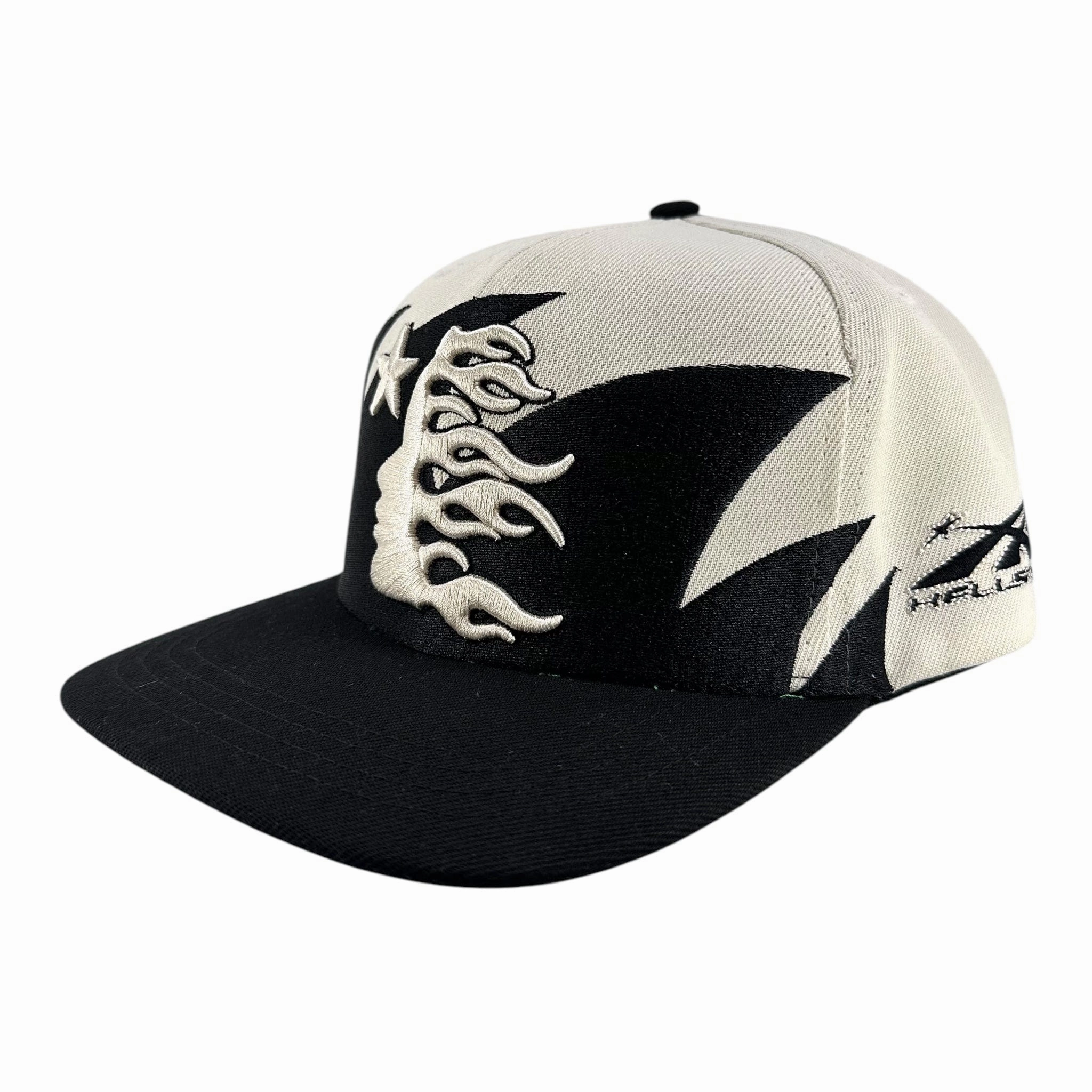 Hellstar Shark Teeth Snapback Hat Off White Black
