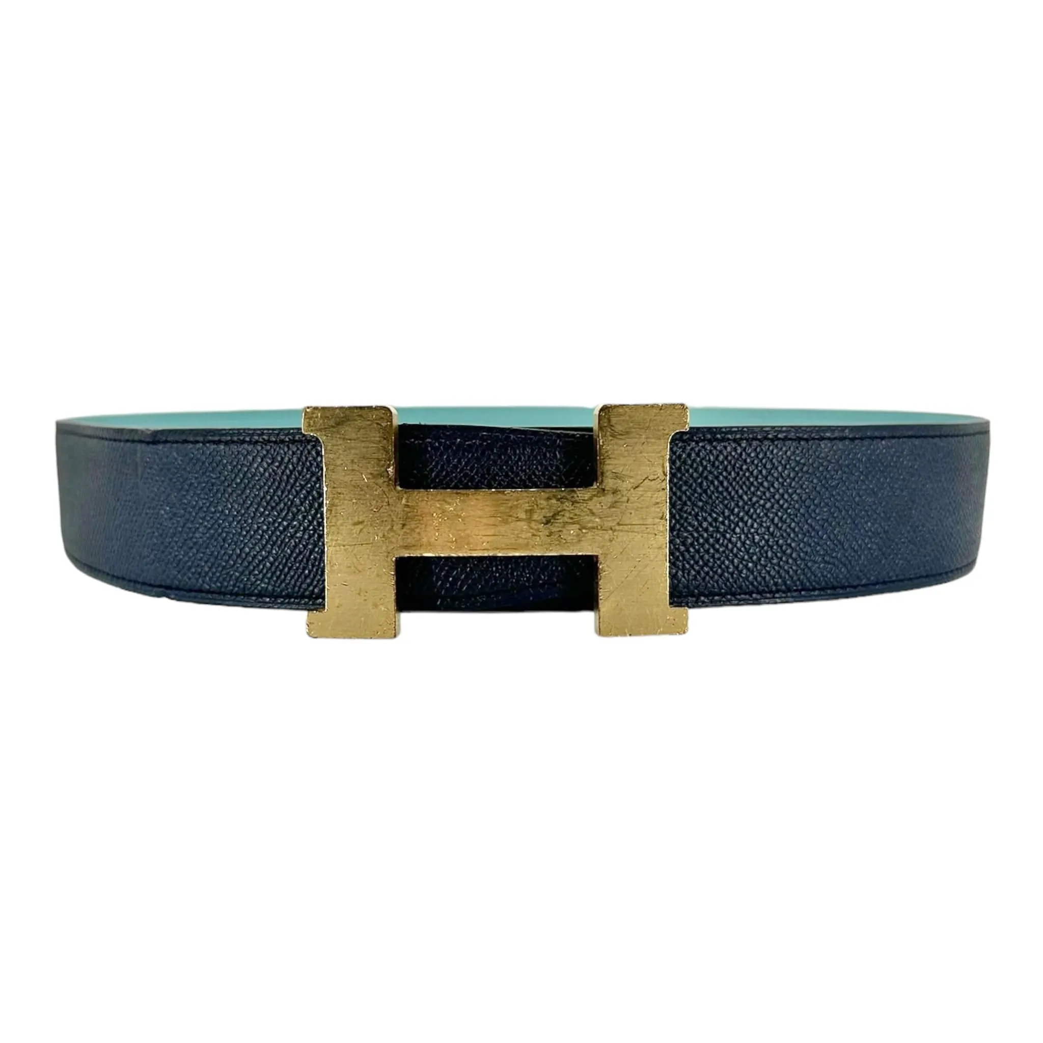 Hermes Belt Reversible Navy Teal Pre-Owned