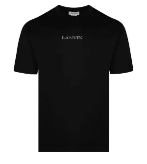 Lanvin Embroidered Logo Short Sleeve Tee Shirt Black