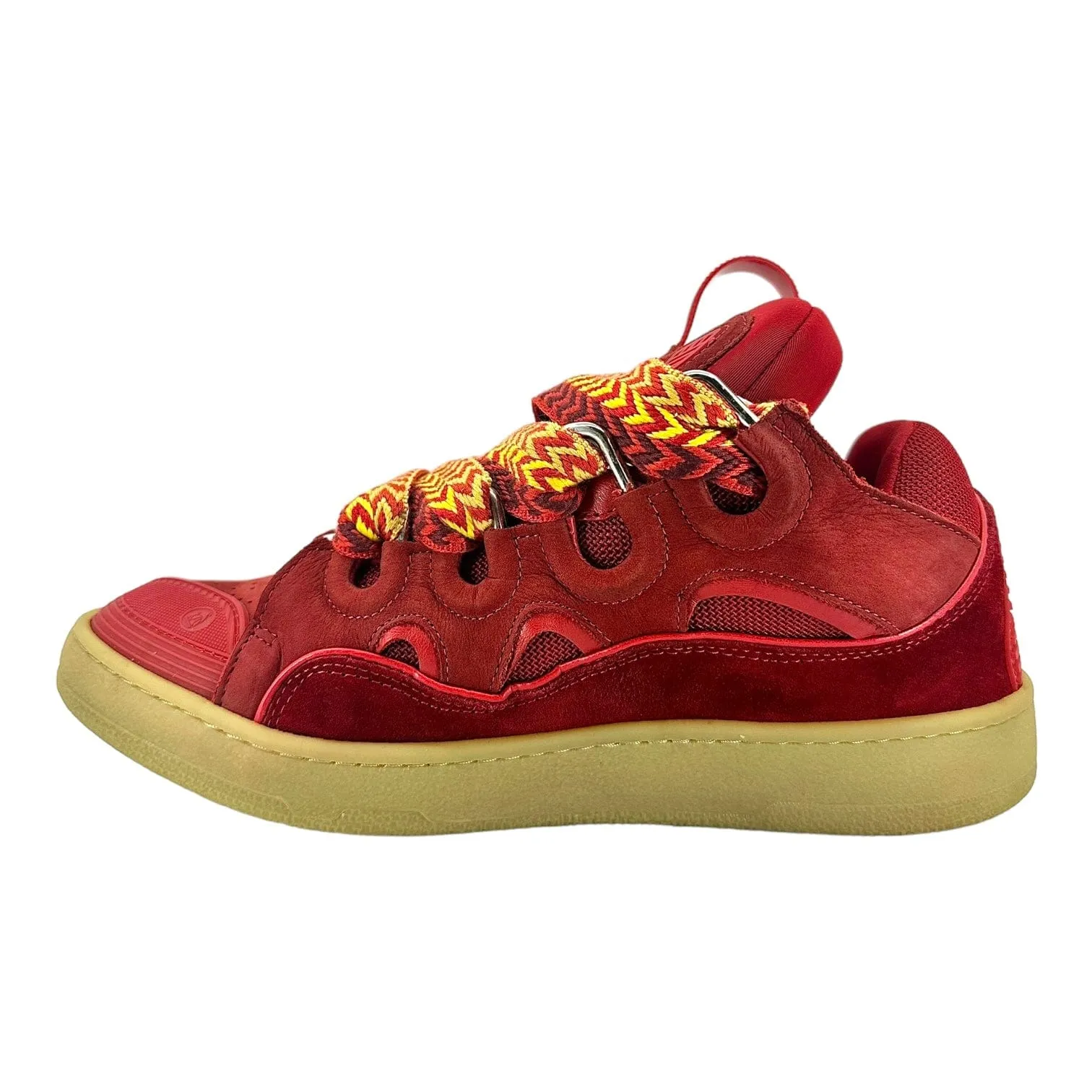 Lanvin Leather Curb Sneaker Red Pre-Owned