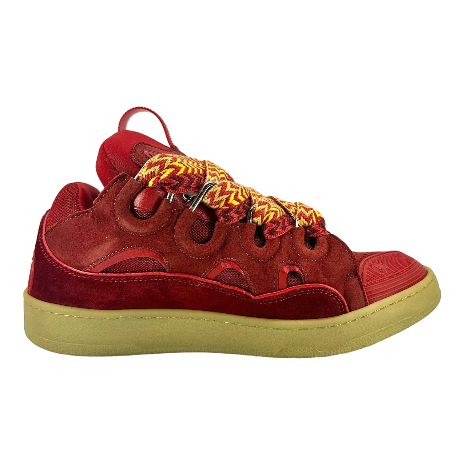 Lanvin Leather Curb Sneaker Red Pre-Owned