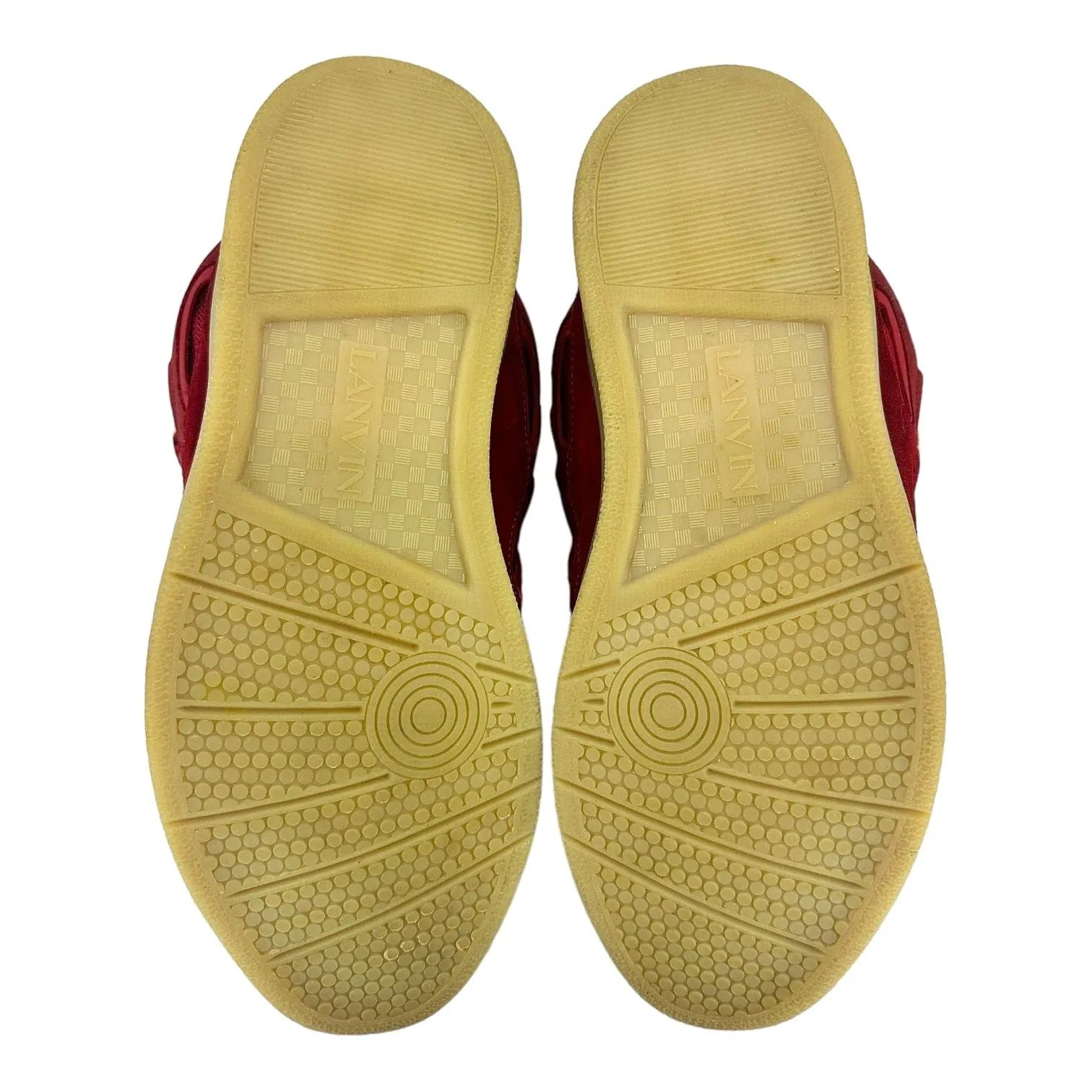 Lanvin Leather Curb Sneaker Red Pre-Owned