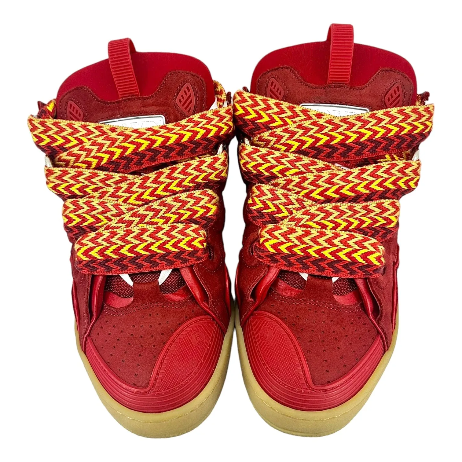 Lanvin Leather Curb Sneaker Red Pre-Owned