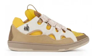 Lanvin Leather Curb Sneaker Yellow Beige