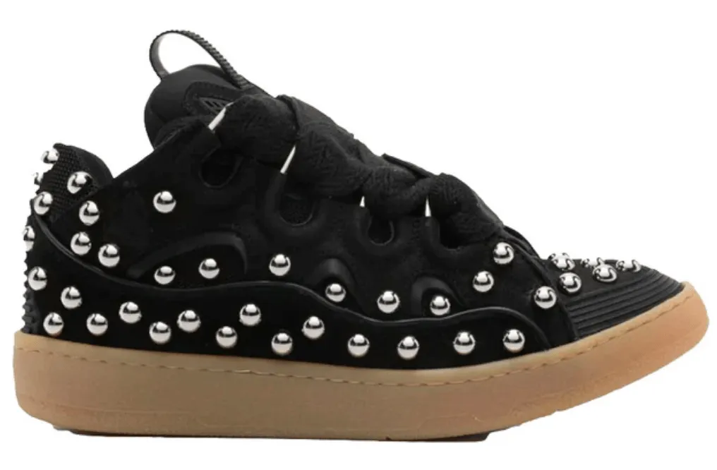 Lanvin Leather Curb Studded Sneaker Black