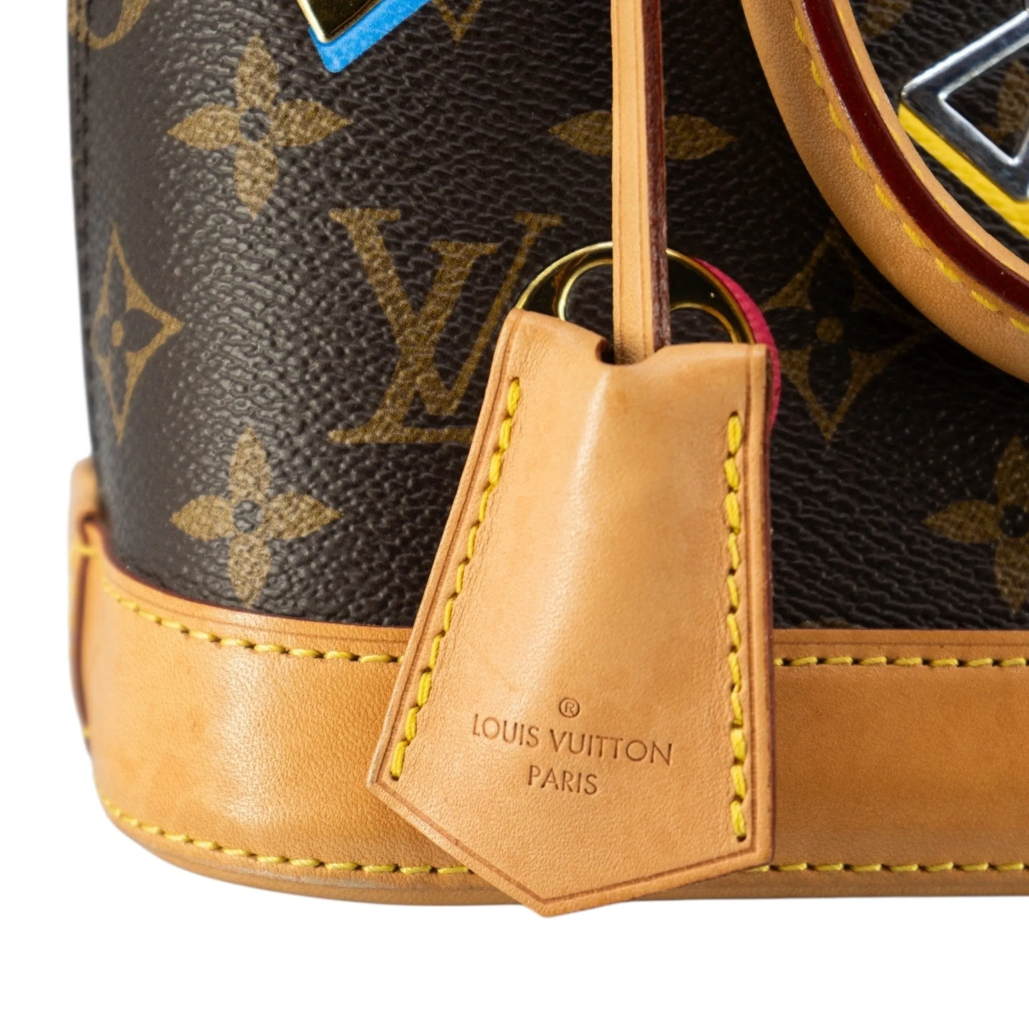Louis Vuitton Alma BB Love Lock Handbag Monogram Beige Multi Pre-Owned