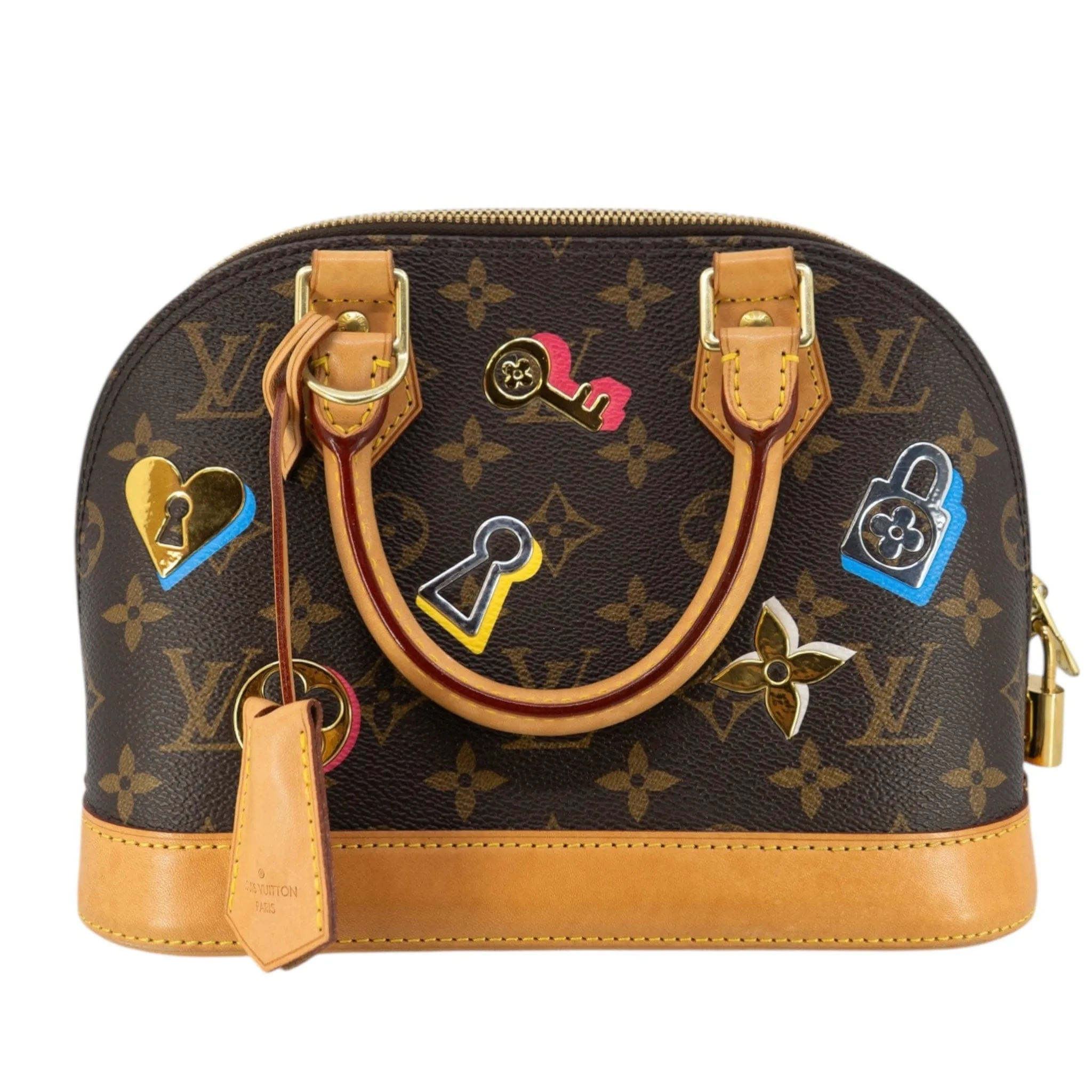 Louis Vuitton Alma BB Love Lock Handbag Monogram Beige Multi Pre-Owned