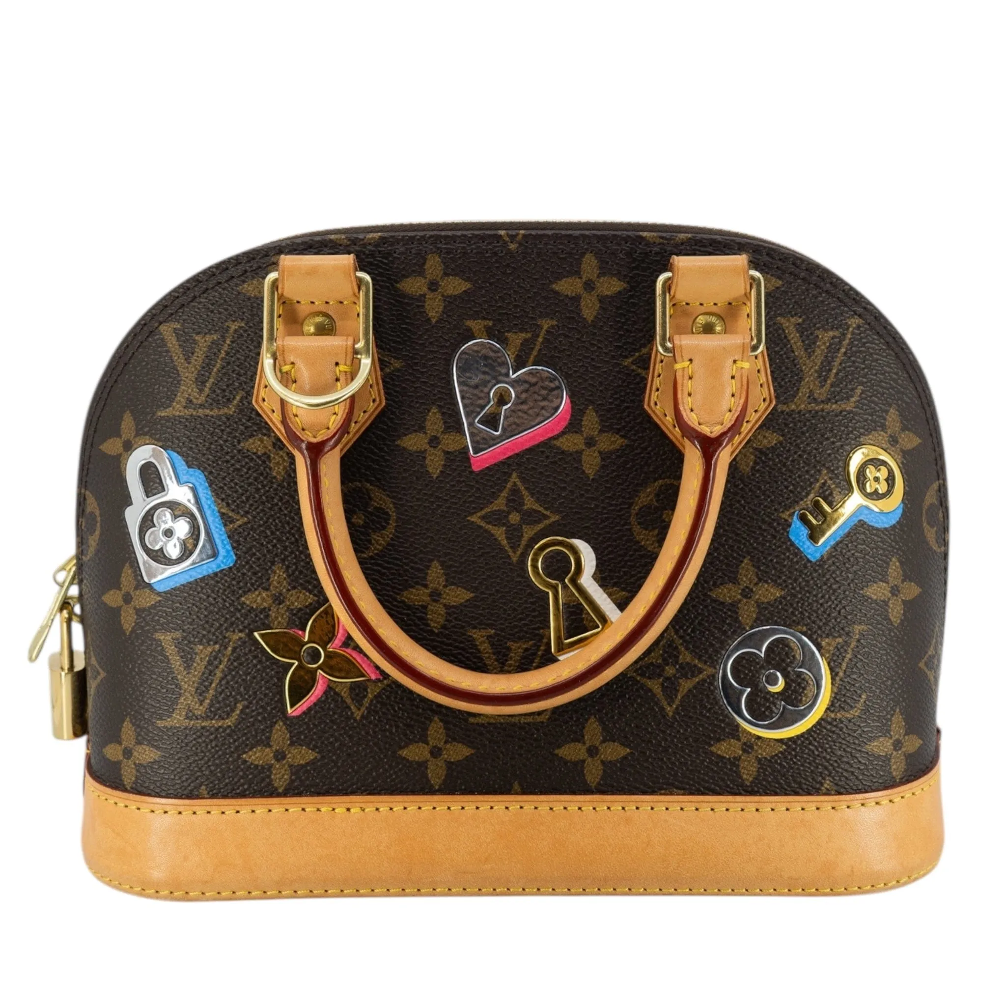Louis Vuitton Alma BB Love Lock Handbag Monogram Beige Multi Pre-Owned