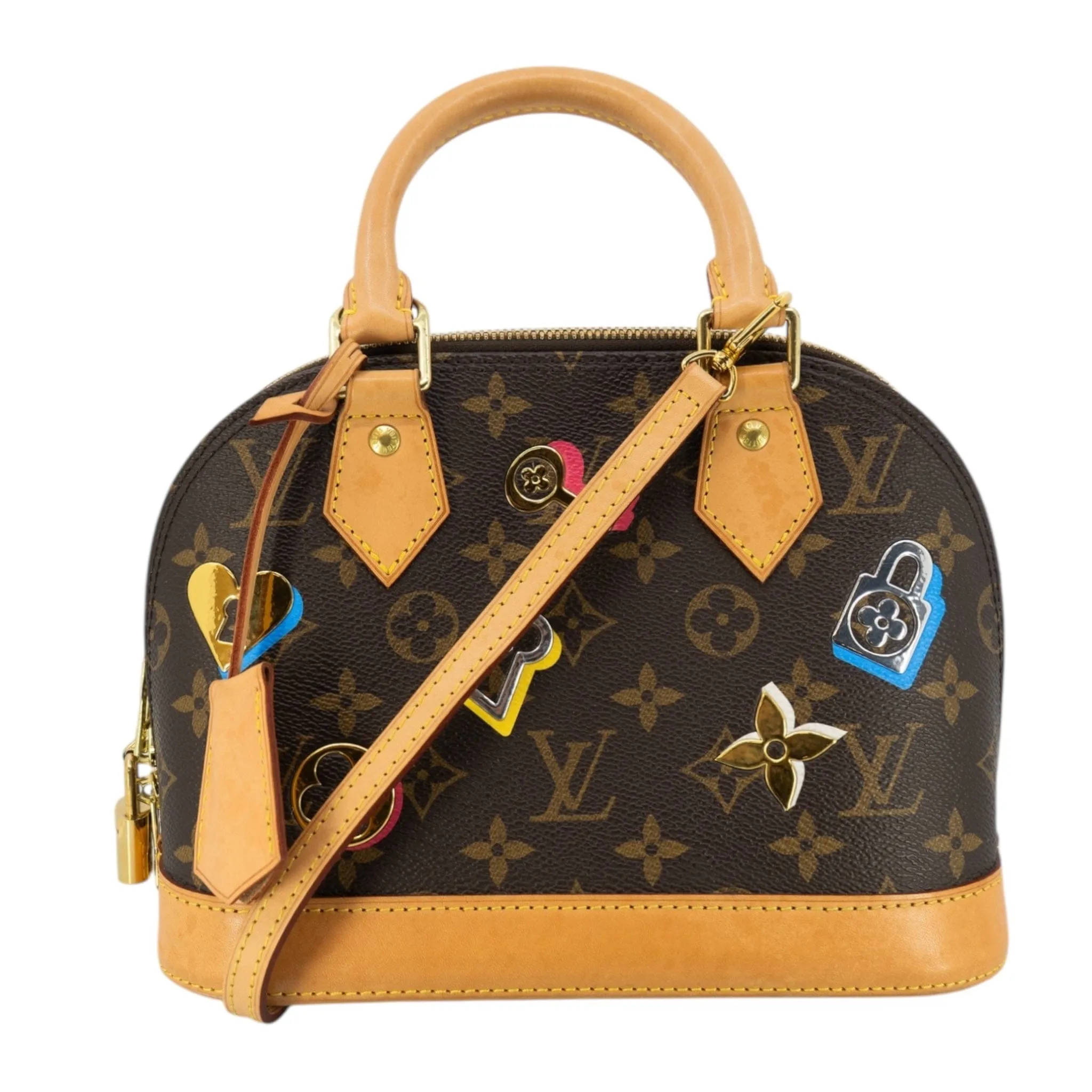 Louis Vuitton Alma BB Love Lock Handbag Monogram Beige Multi Pre-Owned