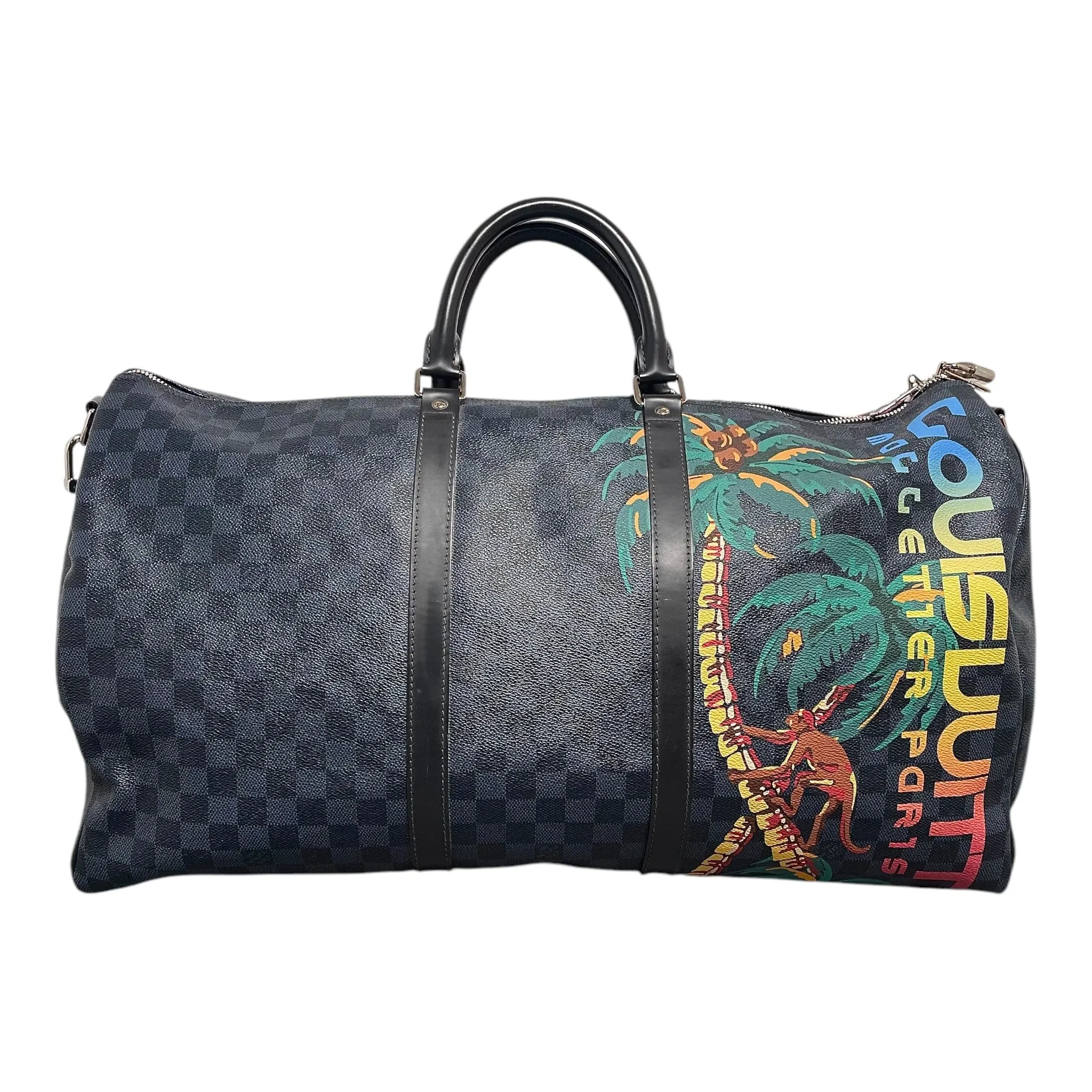 Louis Vuitton Keepall Bandouliere 55 Jungle Print Damier Cobalt Pre-Owned