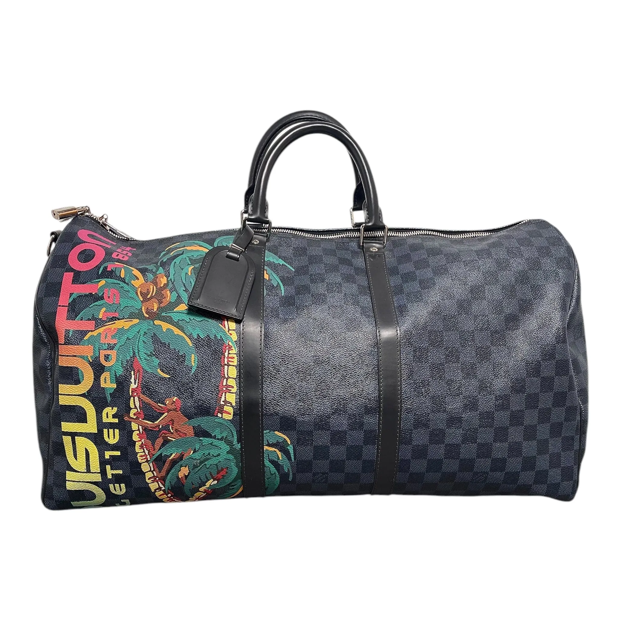 Louis Vuitton Keepall Bandouliere 55 Jungle Print Damier Cobalt Pre-Owned