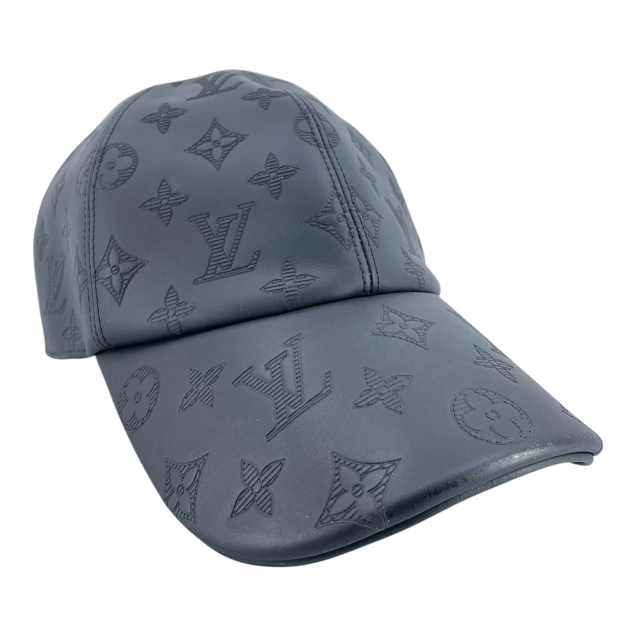 Louis Vuitton Leather Monogram Shadow Cap Black Pre-Owned