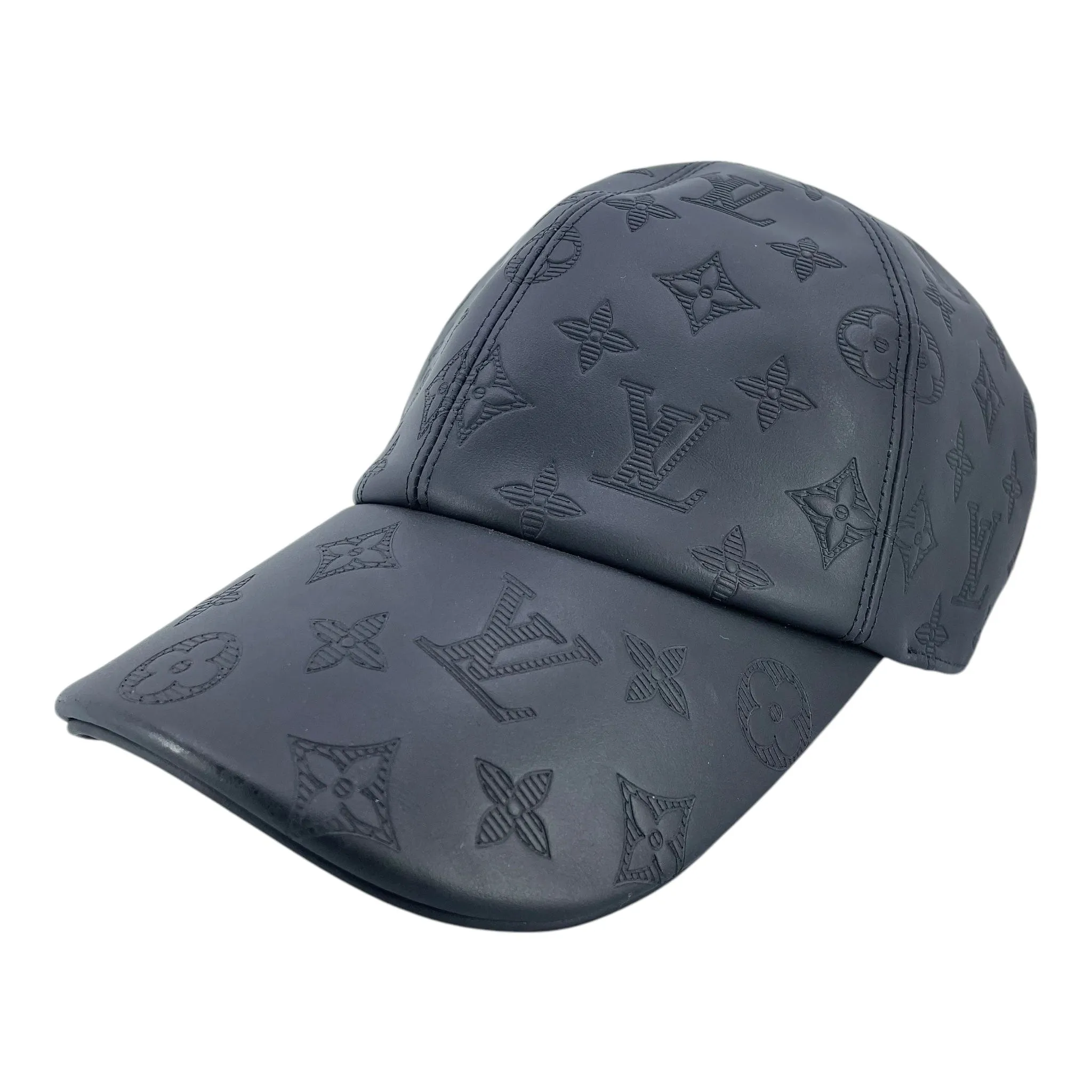 Louis Vuitton Leather Monogram Shadow Cap Black Pre-Owned