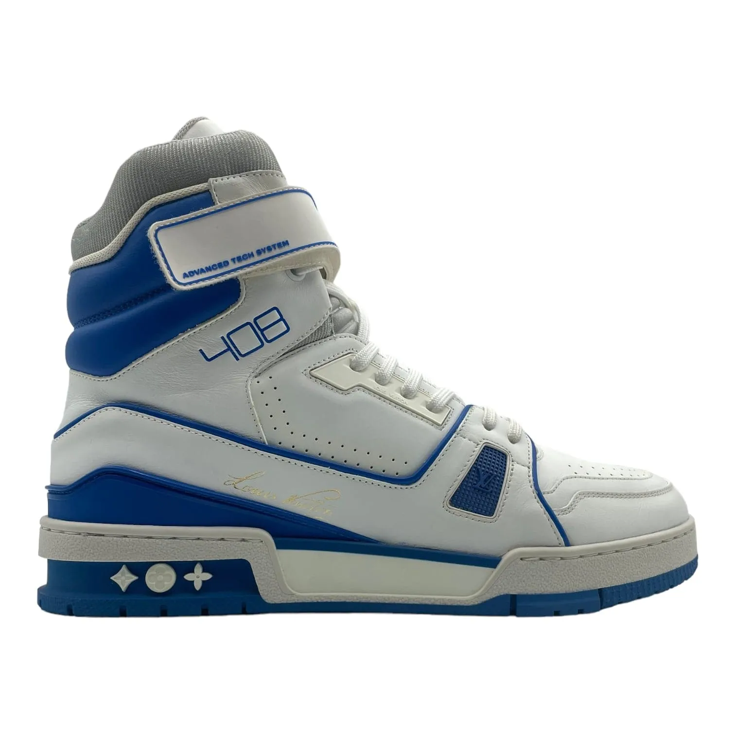 Louis Vuitton LV Strap Trainer High White Blue Pre-Owned
