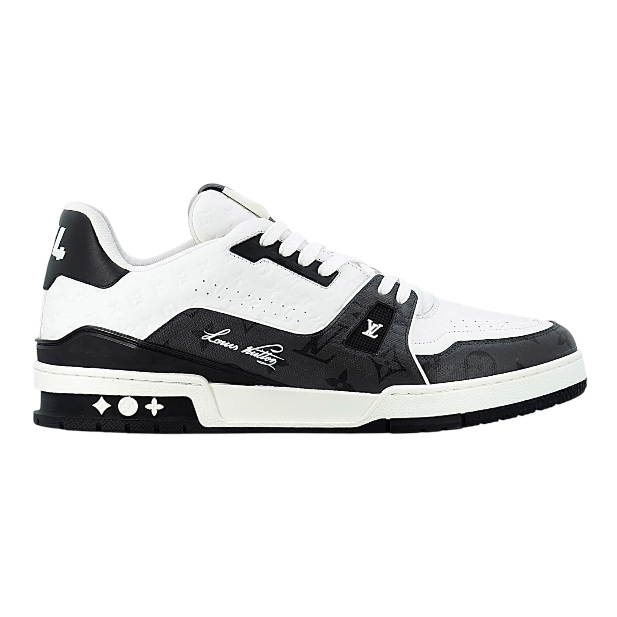 Louis Vuitton LV Trainer Low #54 Signature Monogram Black White Pre-Owned