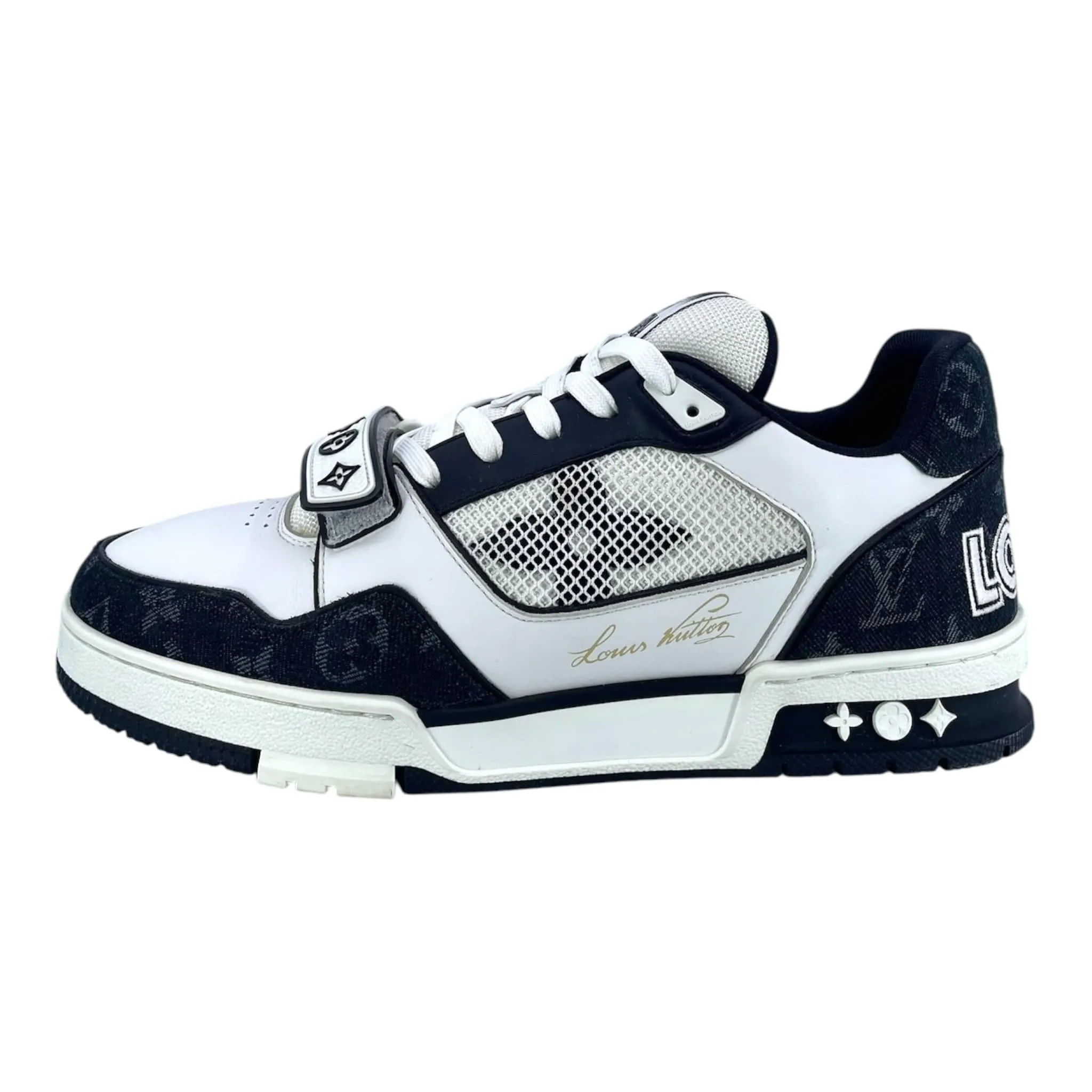 Louis Vuitton LV Trainer Strap Monogram Denim Black White Pre-Owned