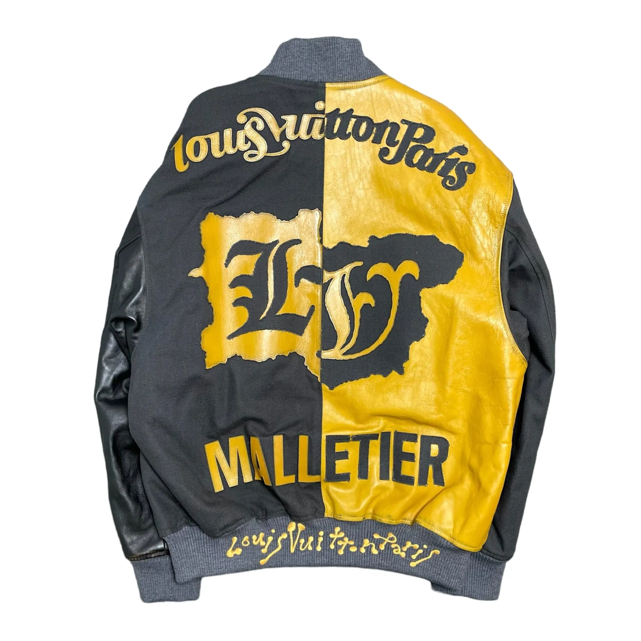 Louis Vuitton Mix Canvas Leather Bomber Jacket Gold Black