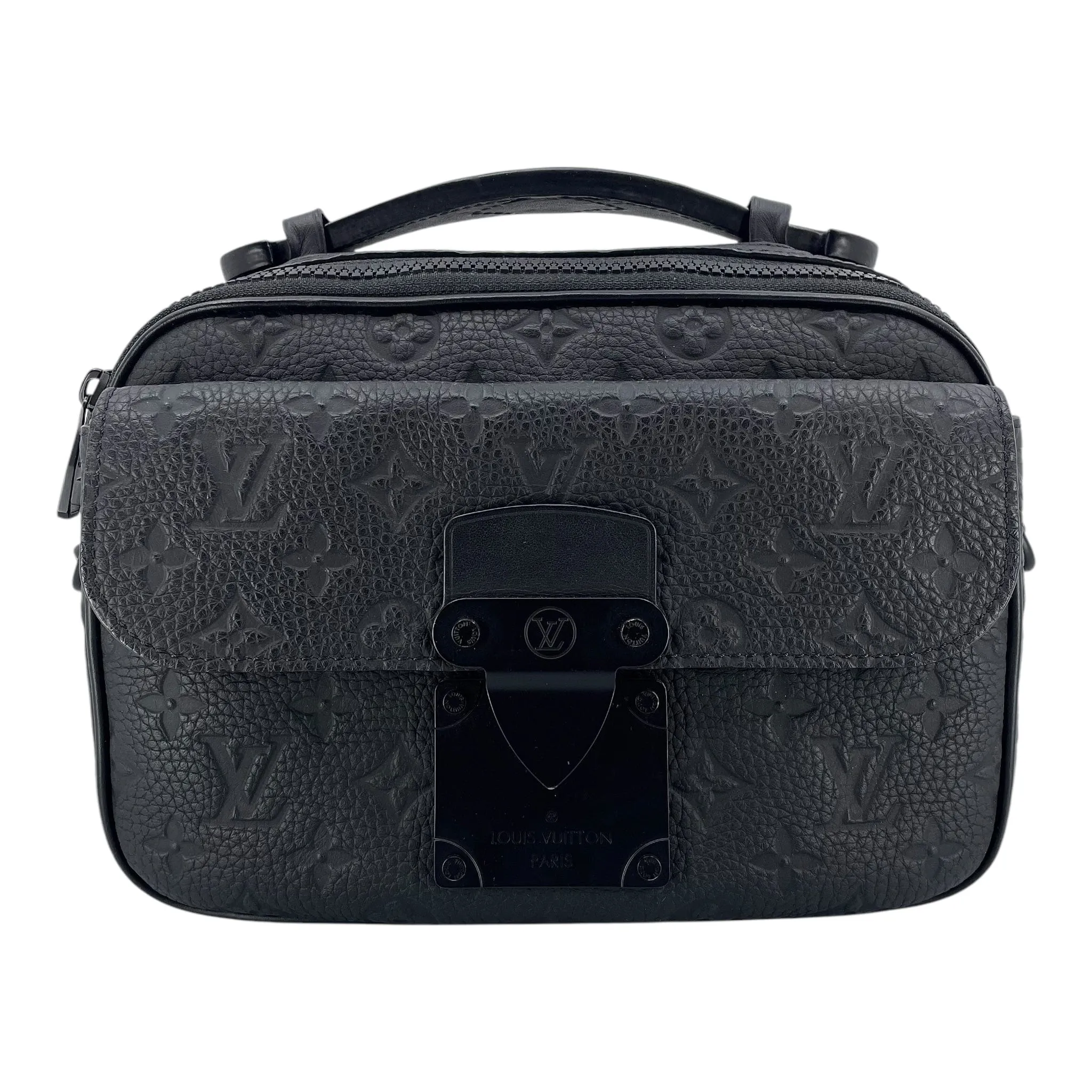 Louis Vuitton Taurillon Monogram S Lock Messenger Black Pre-Owned
