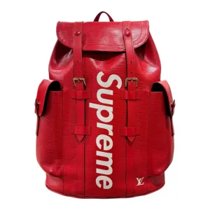 Louis Vuitton x Supreme Christopher Backpack Epi Red White Pre-Owned