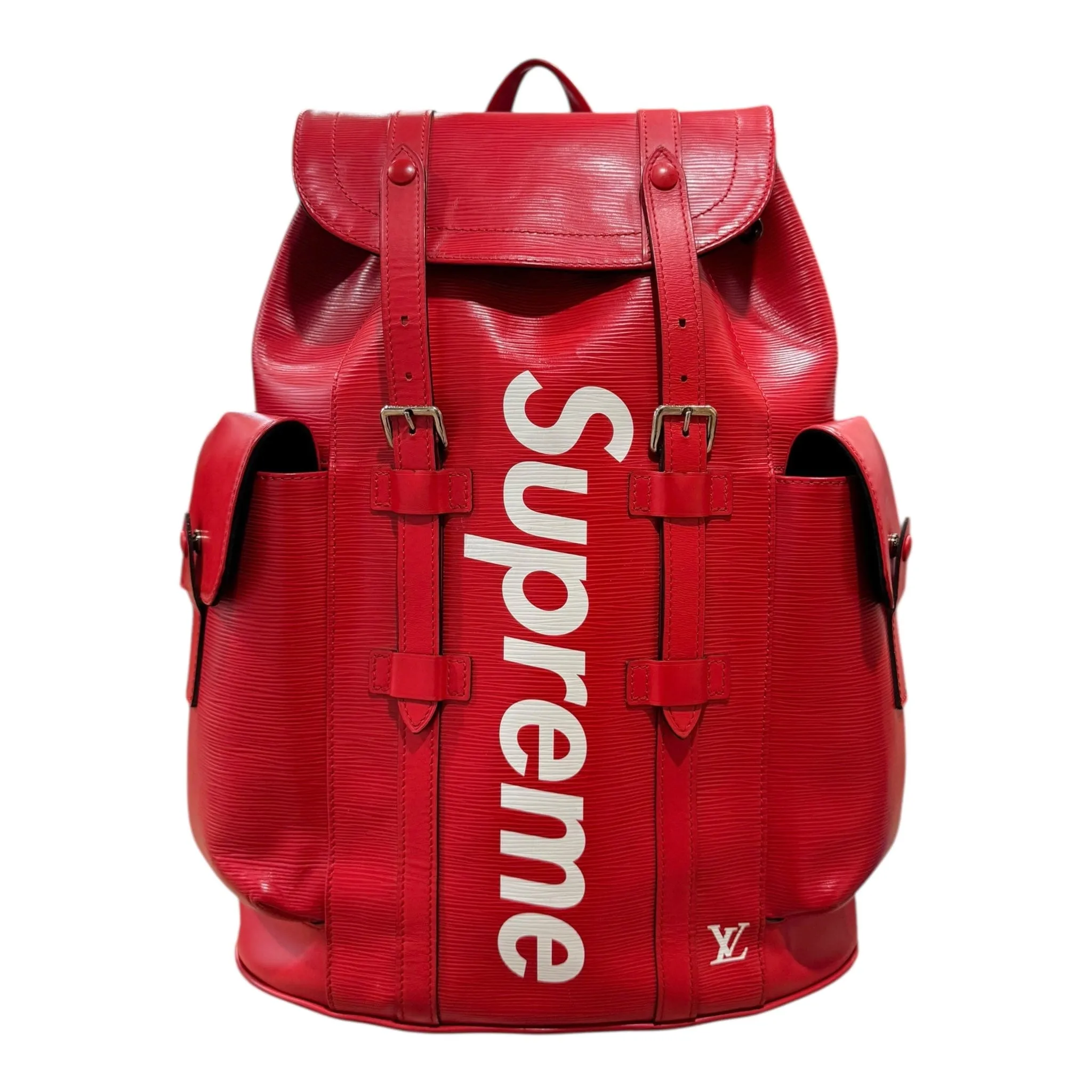Louis Vuitton x Supreme Christopher Backpack Epi Red White Pre-Owned