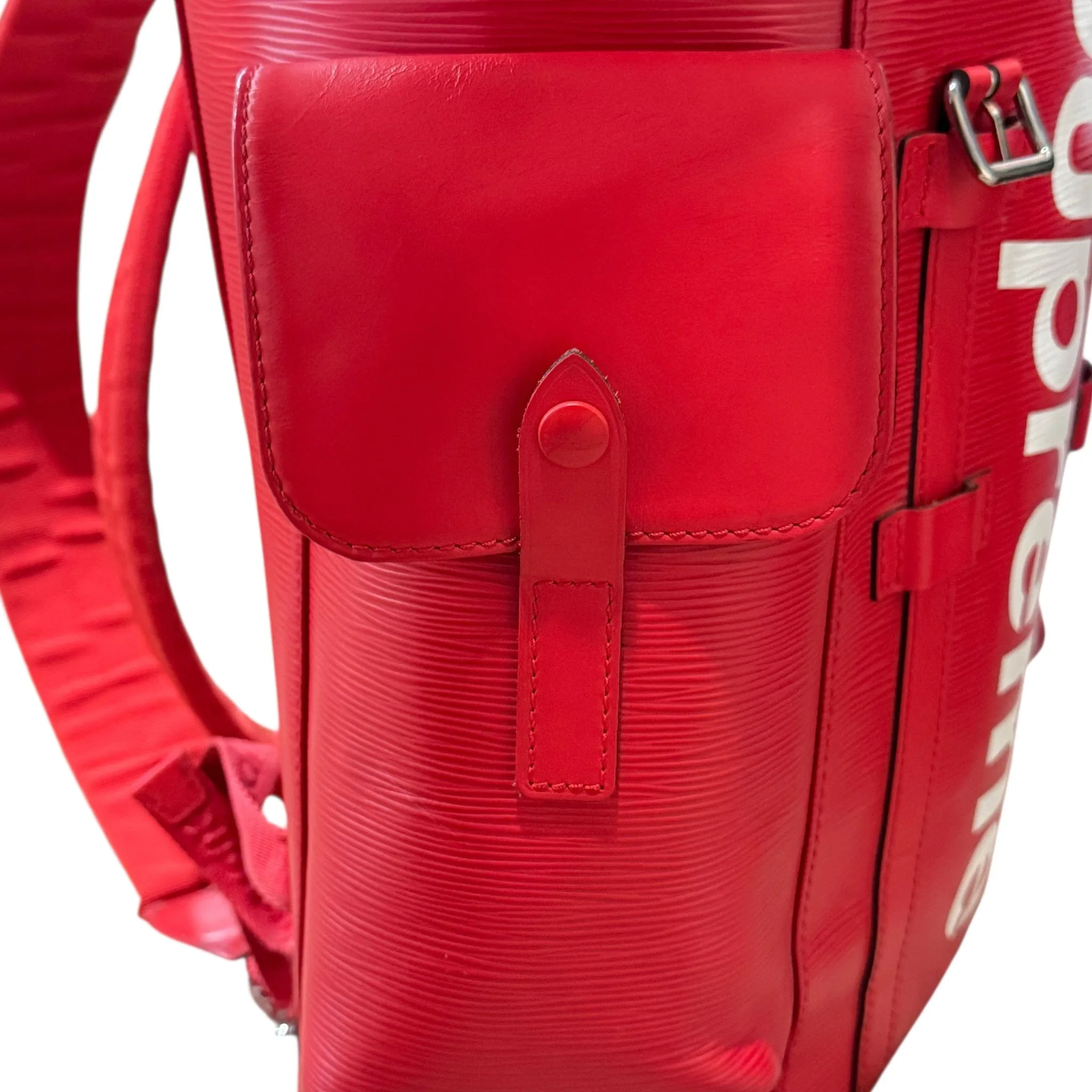 Louis Vuitton x Supreme Christopher Backpack Epi Red White Pre-Owned