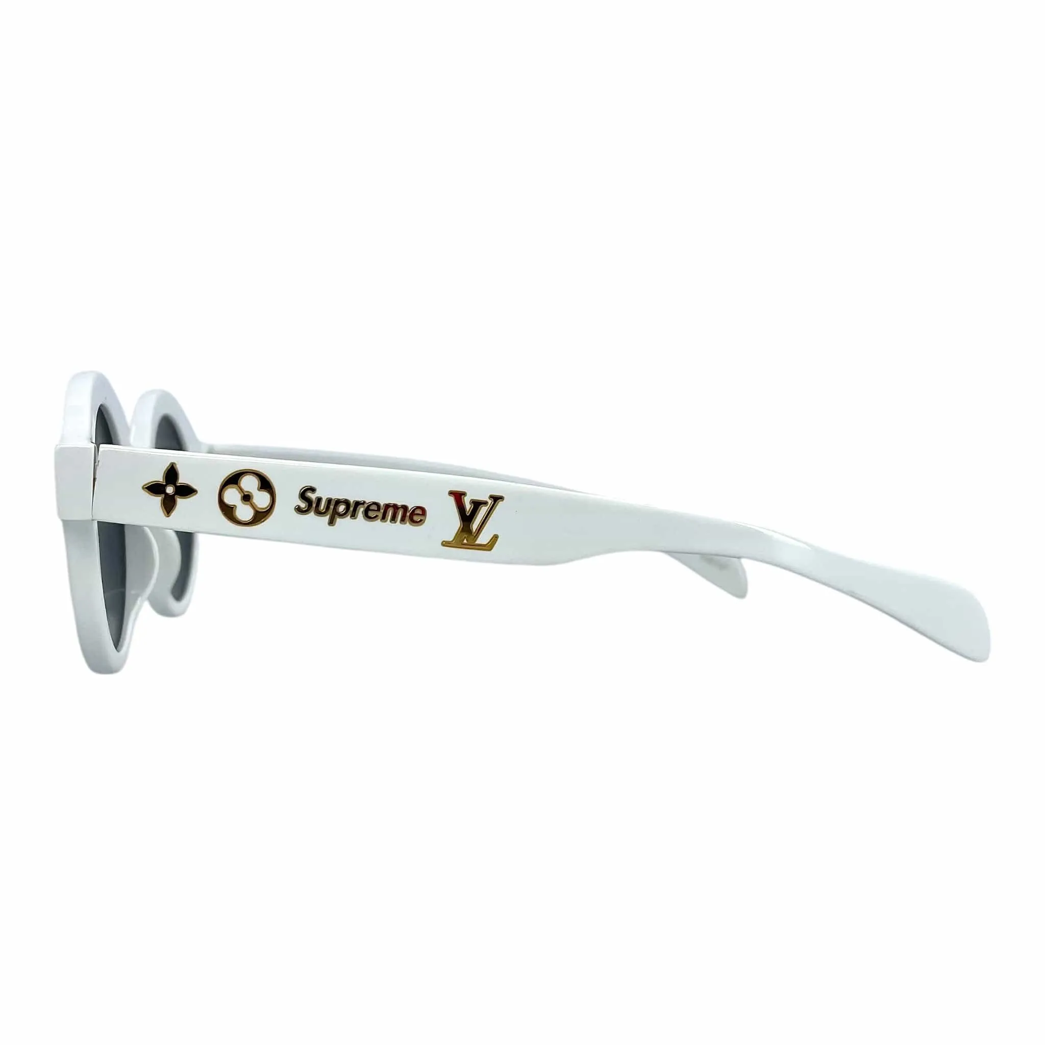 Louis Vuitton x Supreme Downtown Sunglasses White Black Gold Pre-Owned