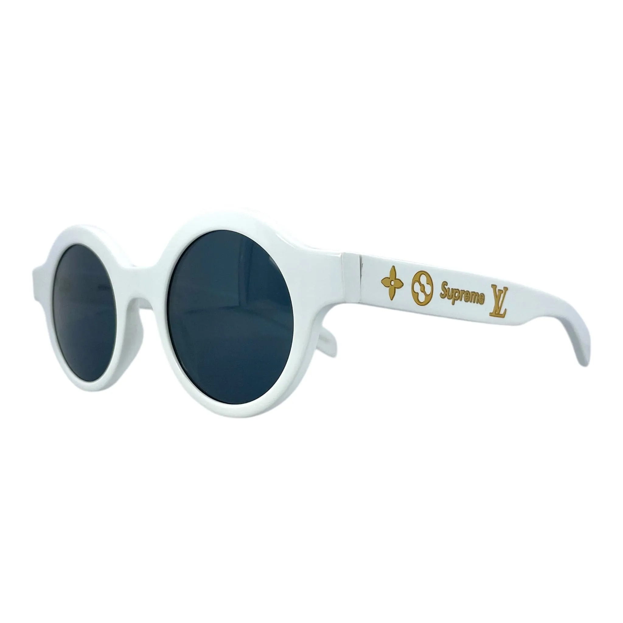 Louis Vuitton x Supreme Downtown Sunglasses White Black Gold Pre-Owned