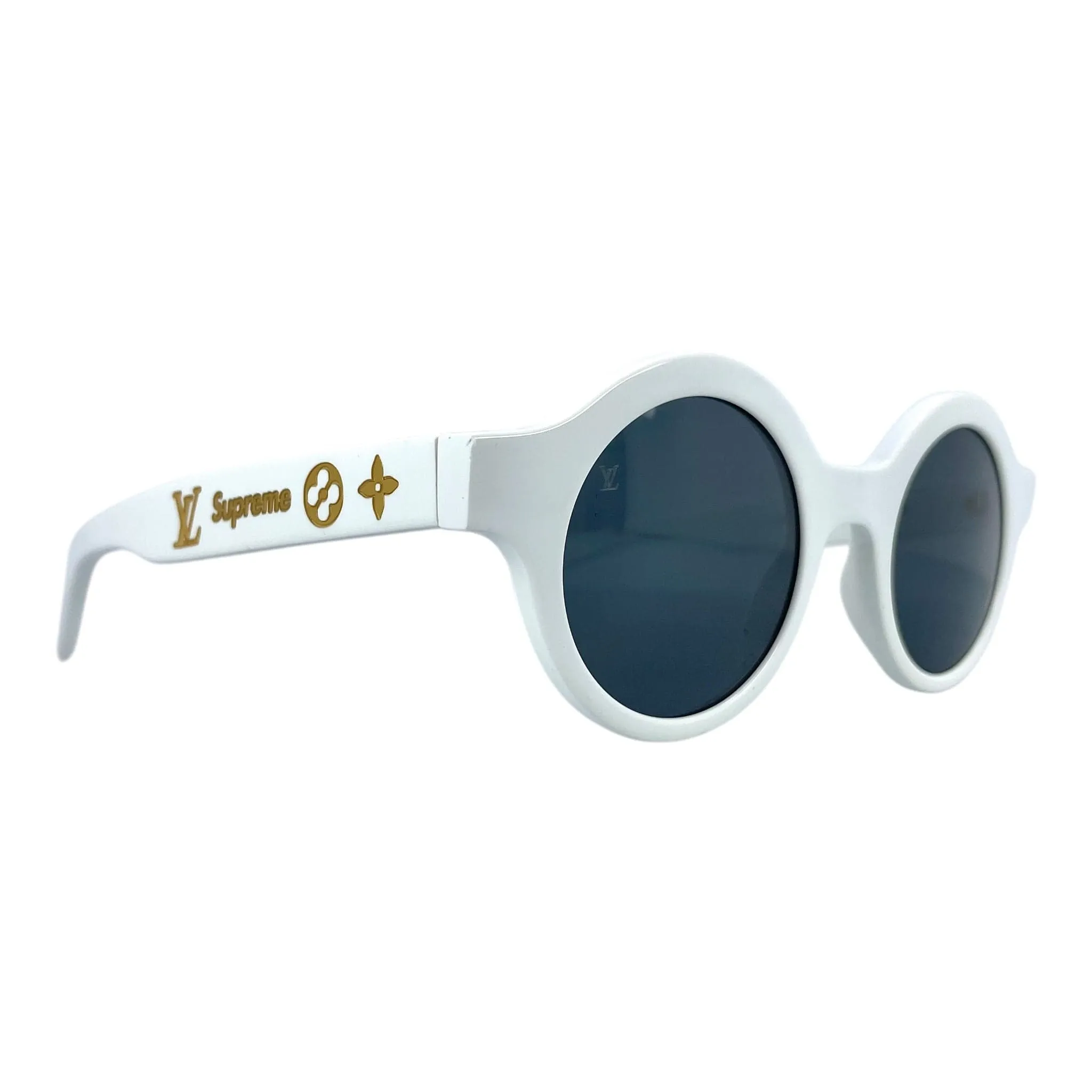 Louis Vuitton x Supreme Downtown Sunglasses White Black Gold Pre-Owned