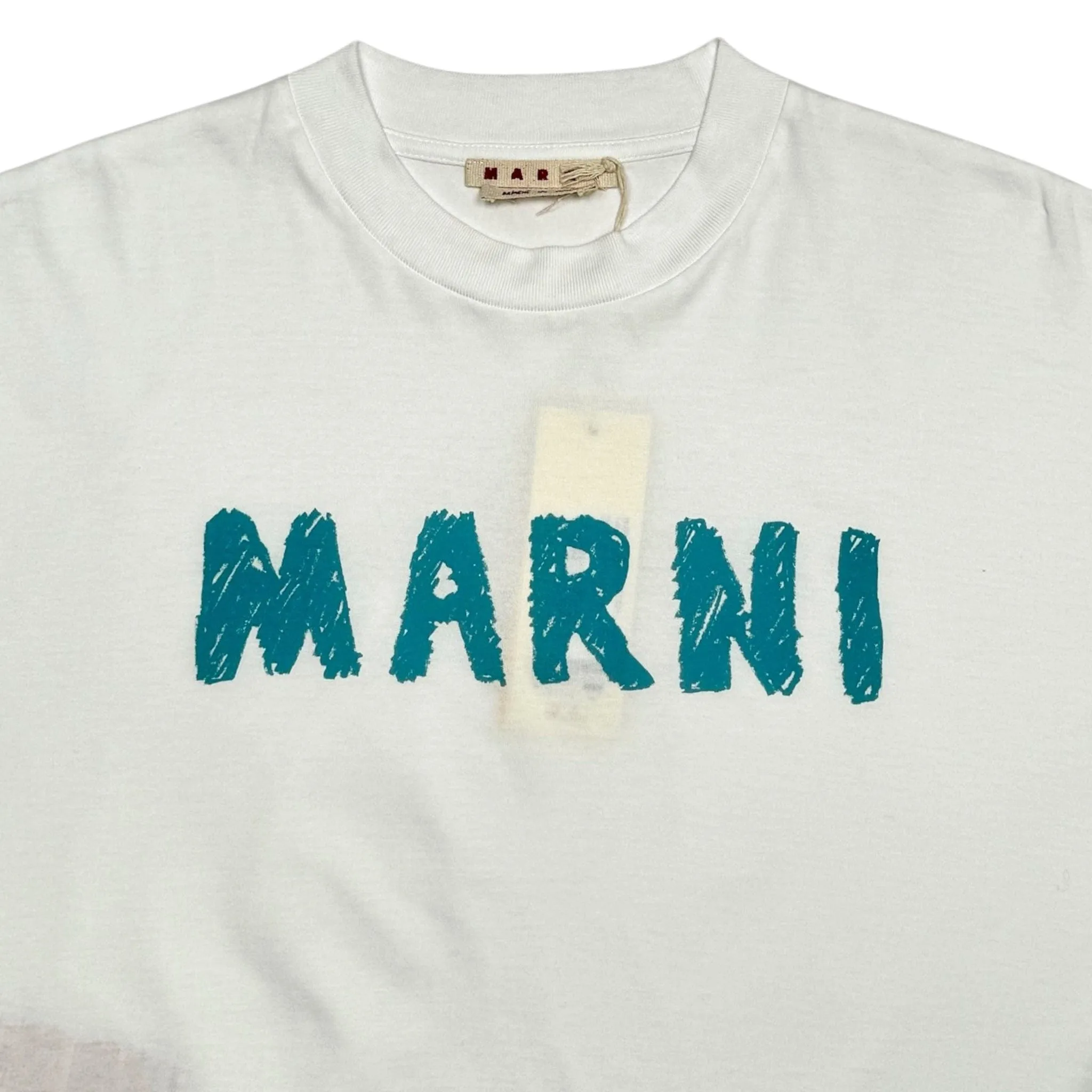 Marni Crayon Logo Short Sleeve Tee Shirt White