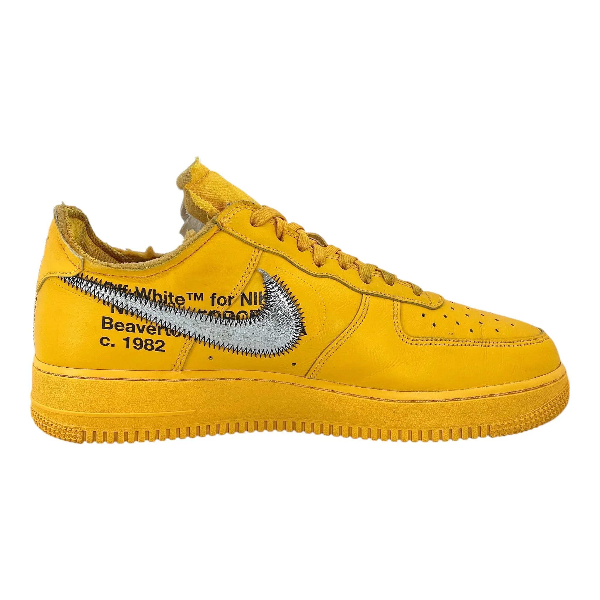 Nike Air Force 1 Low Off-White University Gold Metallic Silver Pre-Owned